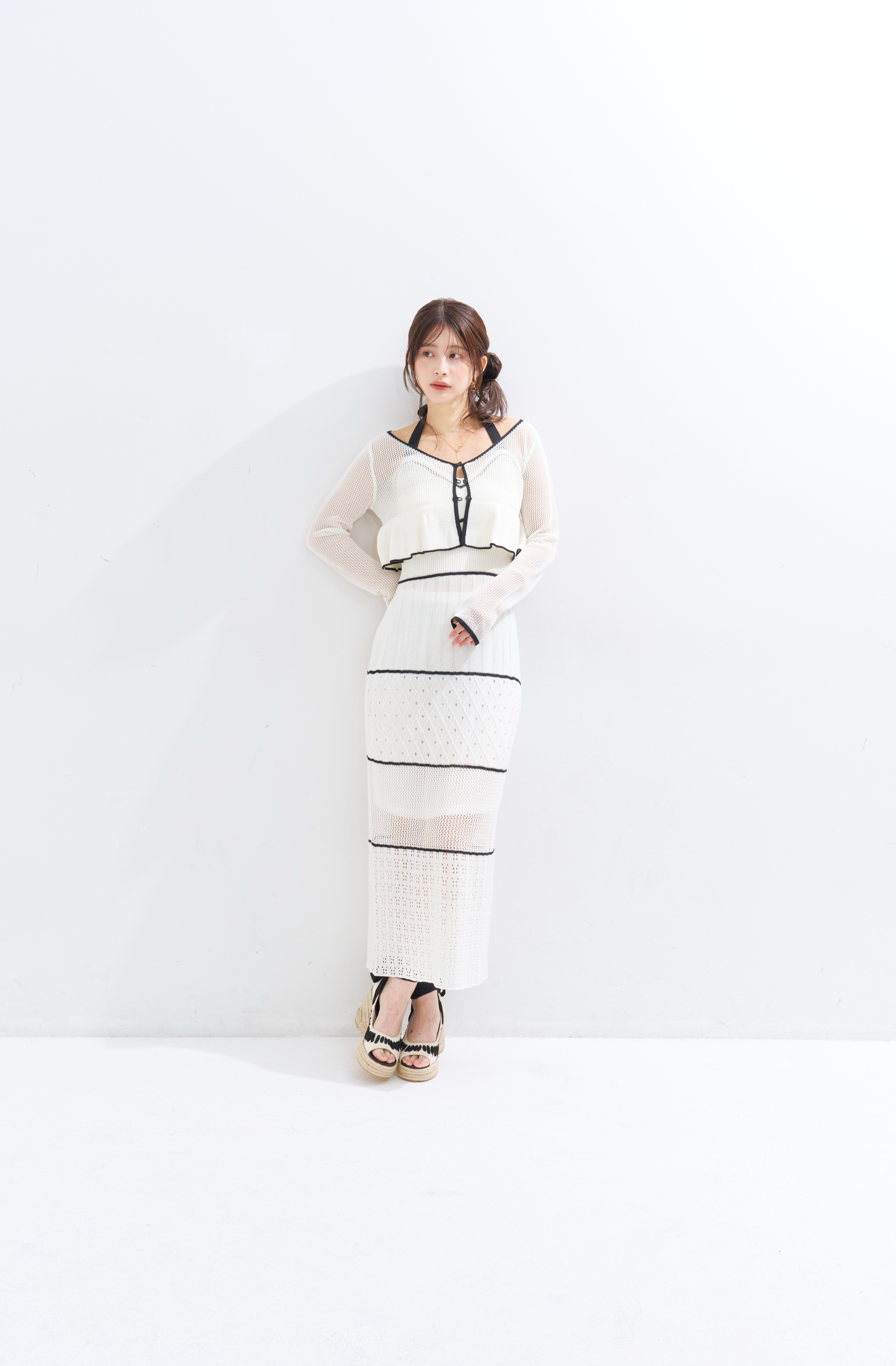 【JOUR by Crayme,】Crochet Knit Dress Set