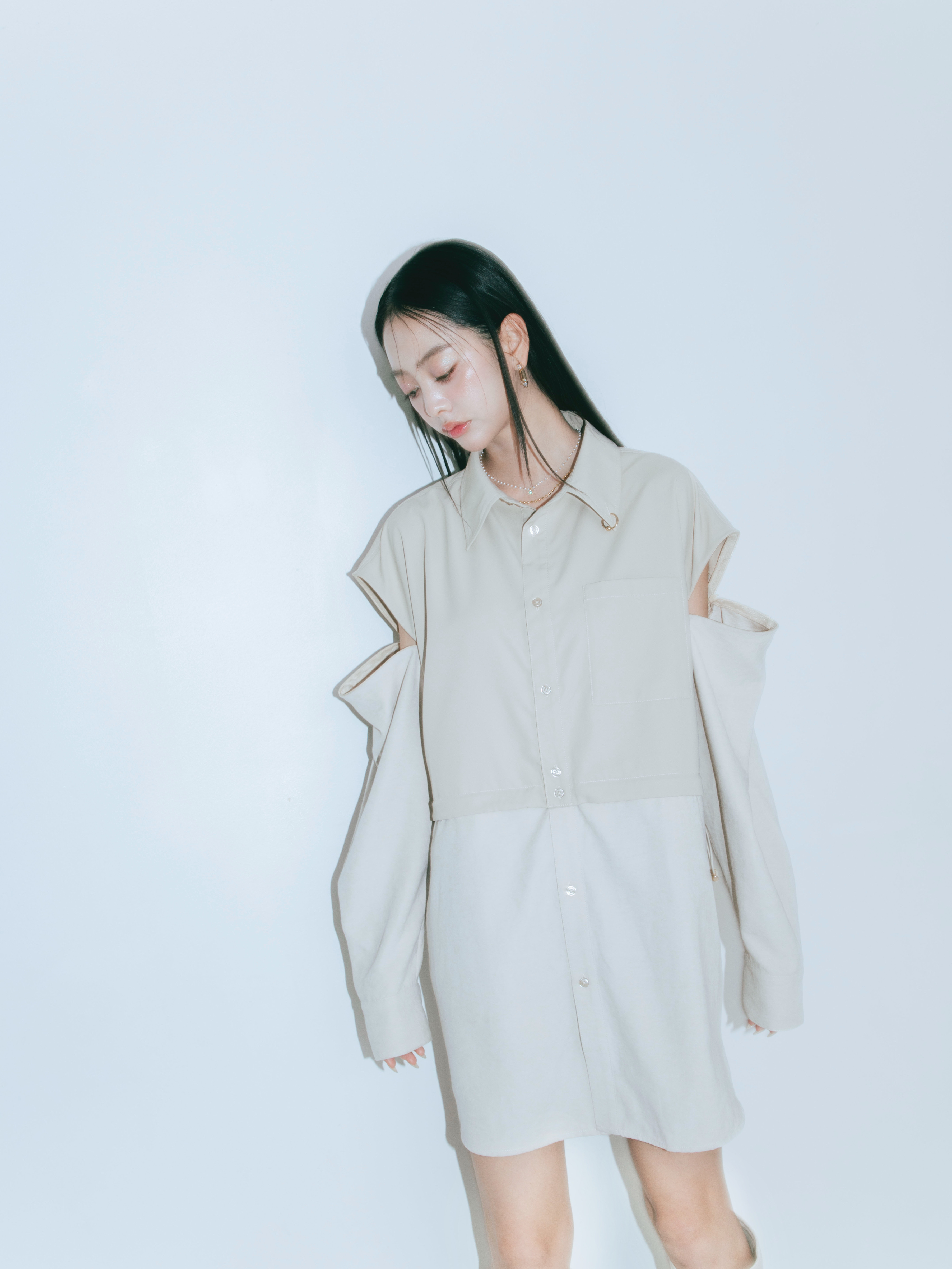 【JOUR by Crayme,】2way Slit Mix Shirt