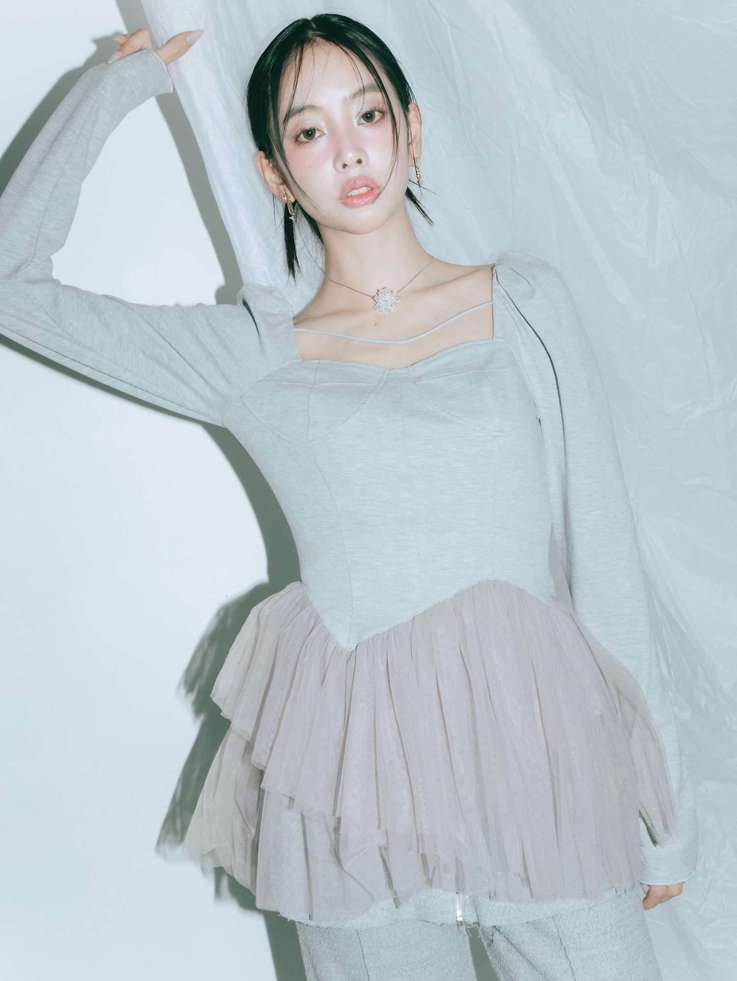 Peplum Tulle Bustier Tops