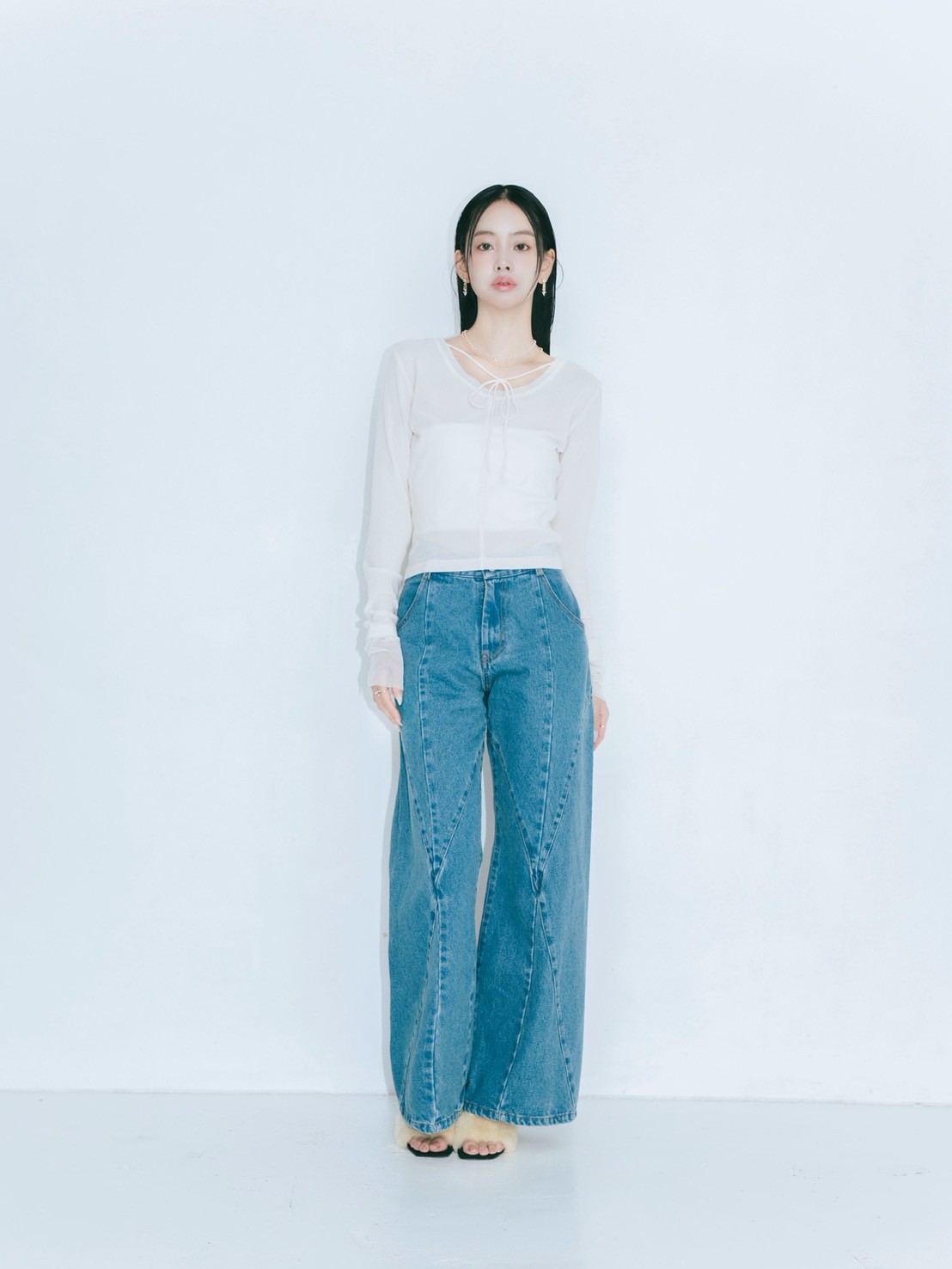 【JOUR by Crayme,】Mix Sheer Tops