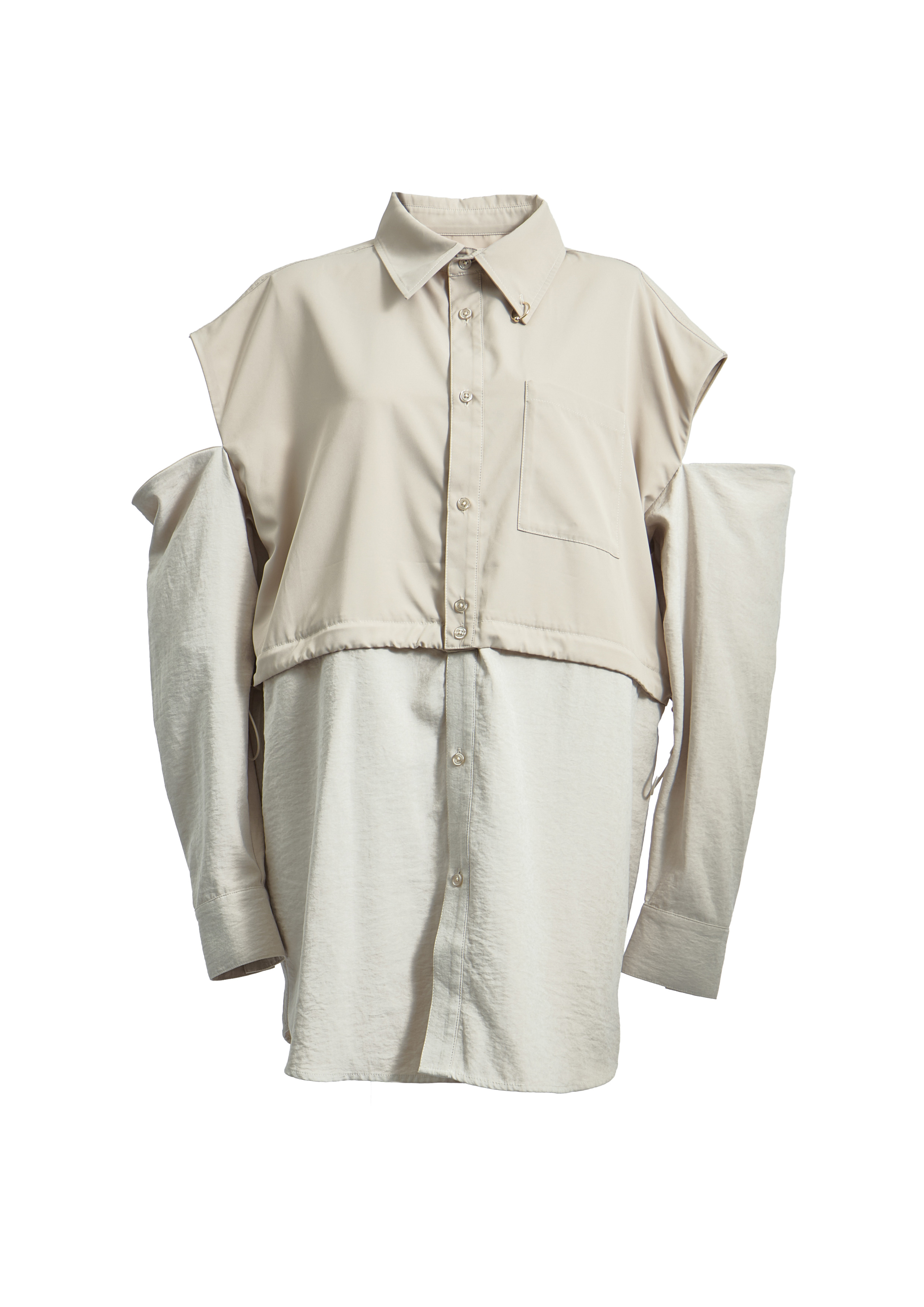 【JOUR by Crayme,】2way Slit Mix Shirt