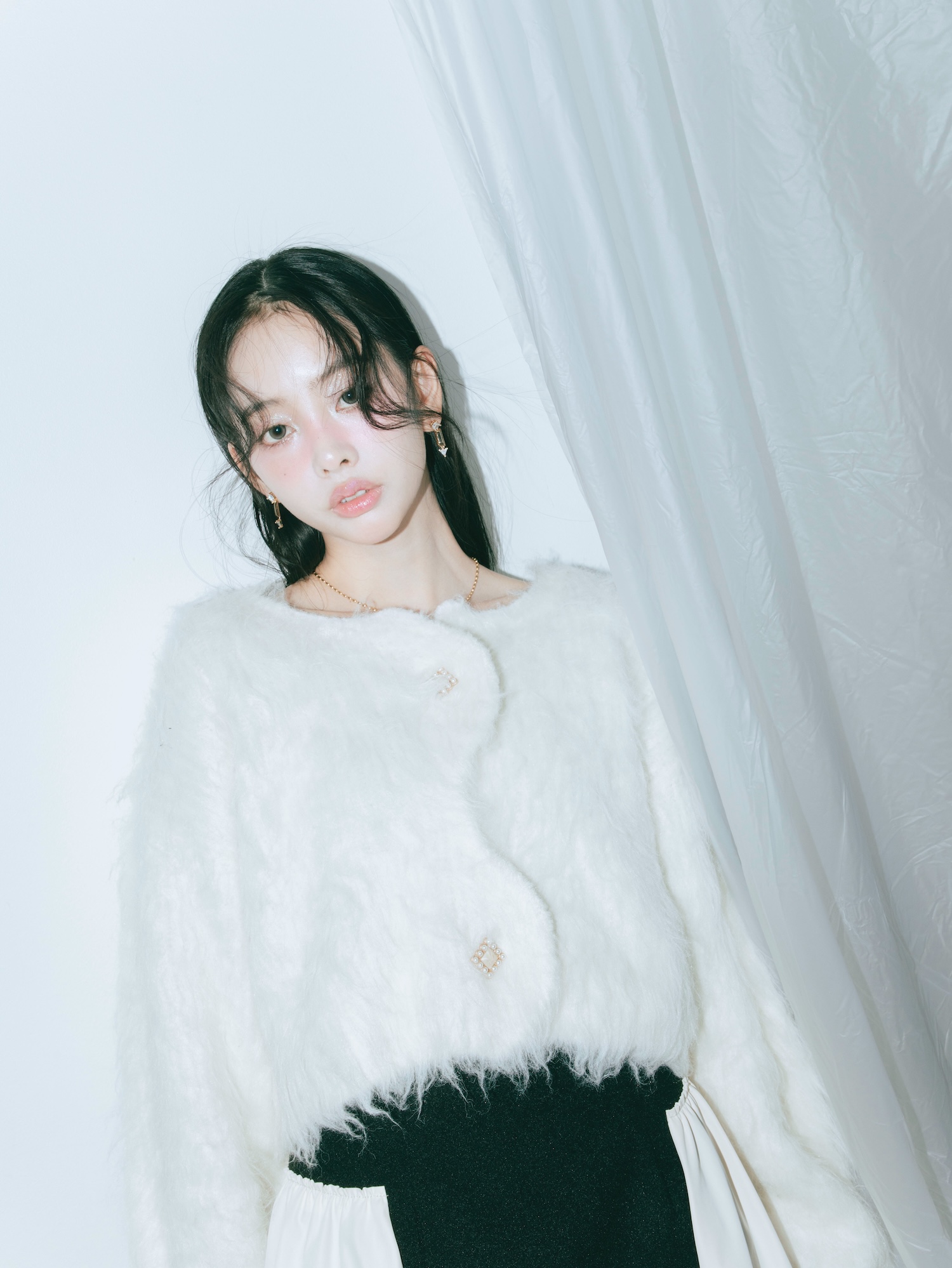 Scallop Shaggy Knit Cardigan