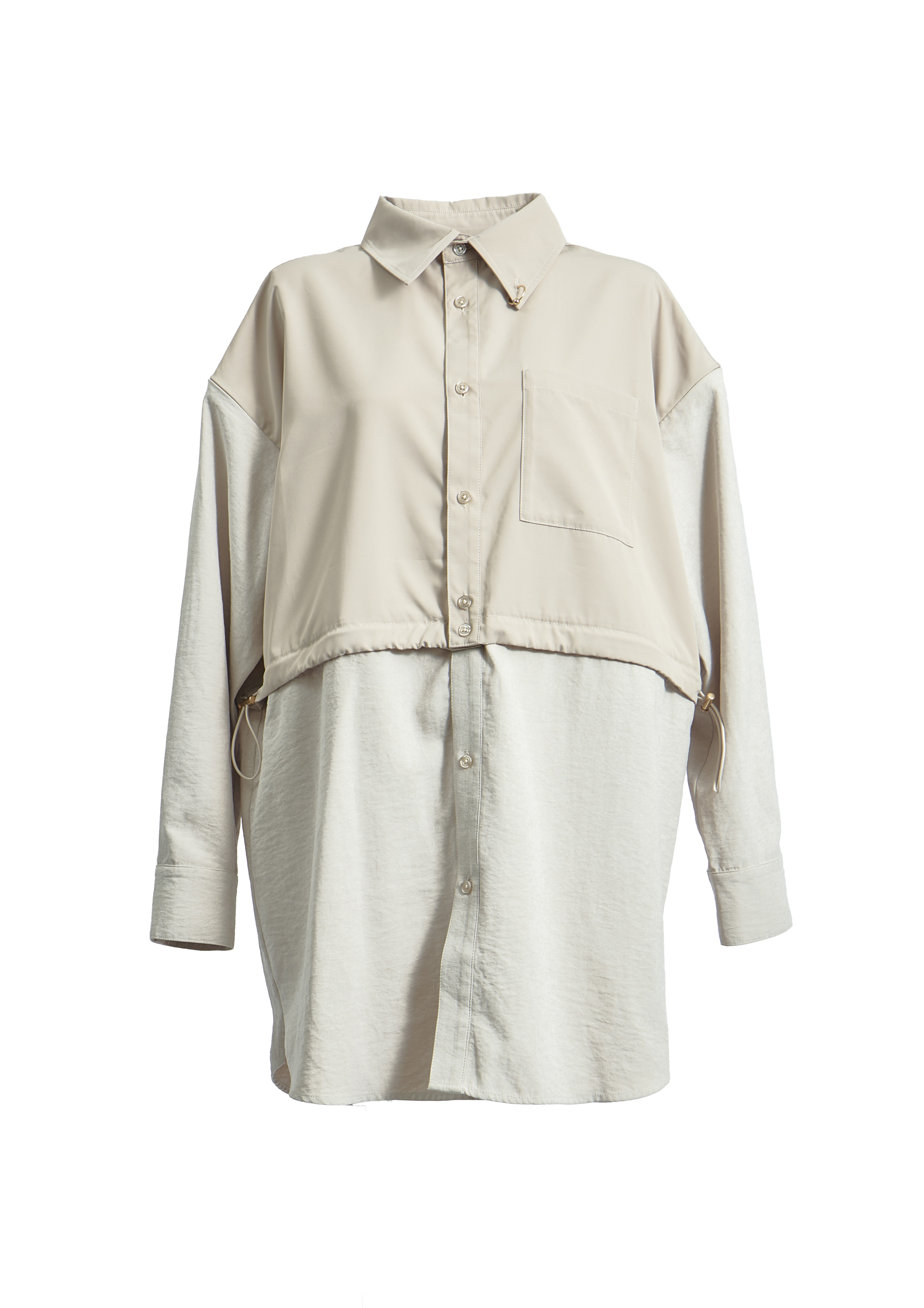 【JOUR by Crayme,】2way Slit Mix Shirt