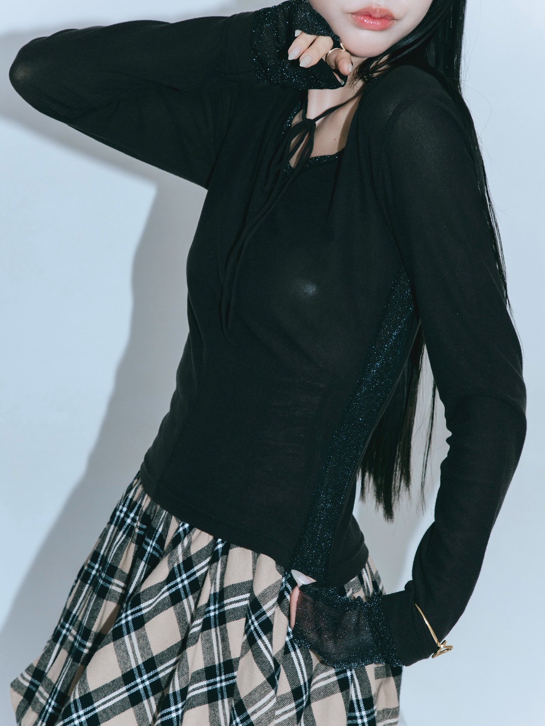 【JOUR by Crayme,】Mix Sheer Tops