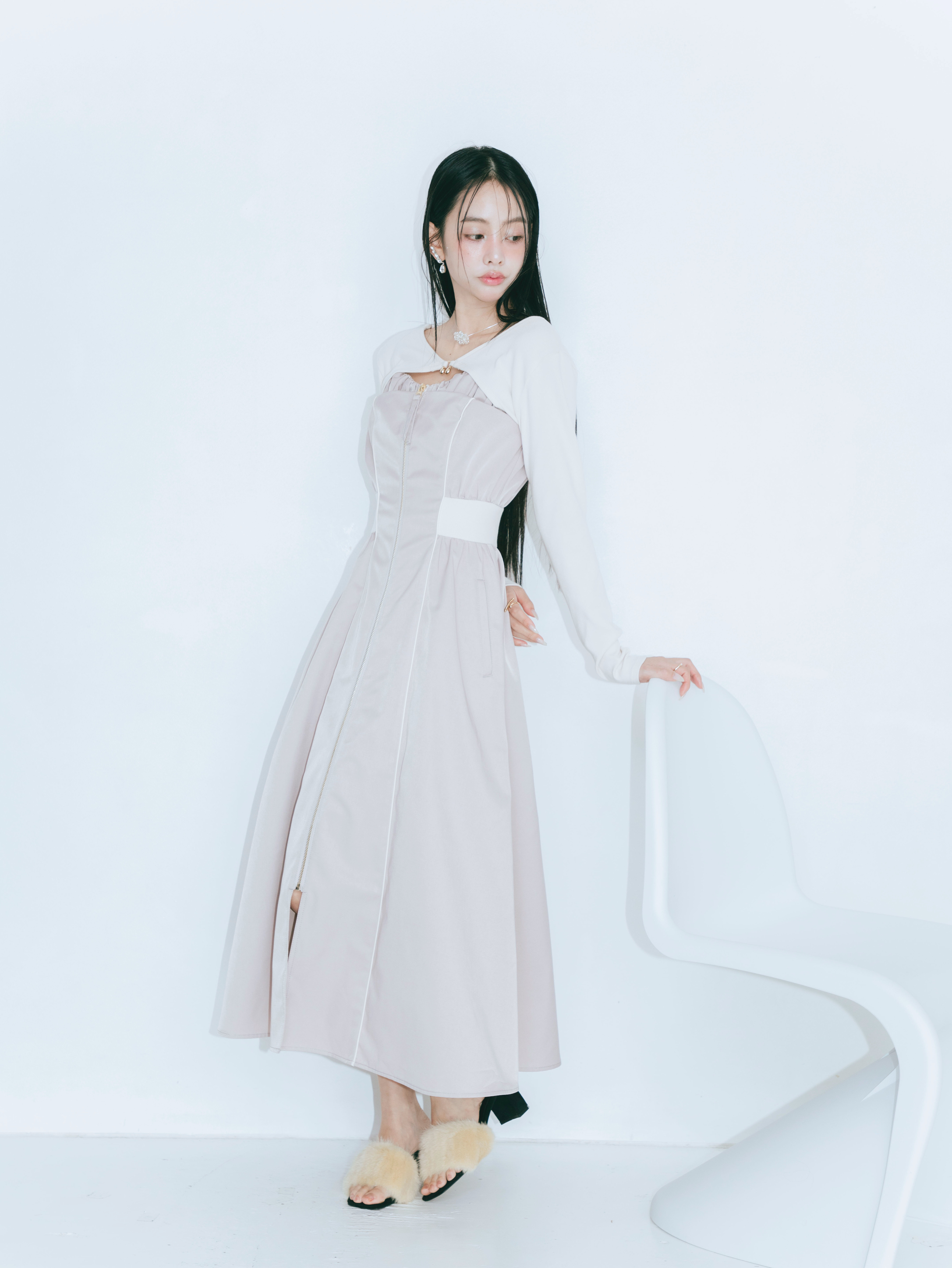 【JOUR by Crayme,】Front Zip Line Dress Set