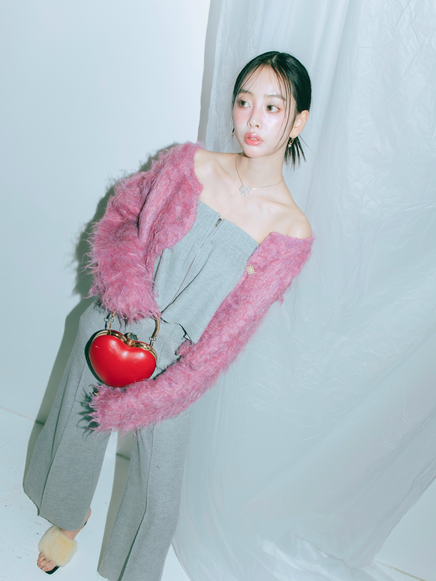 Scallop Shaggy Knit Cardigan