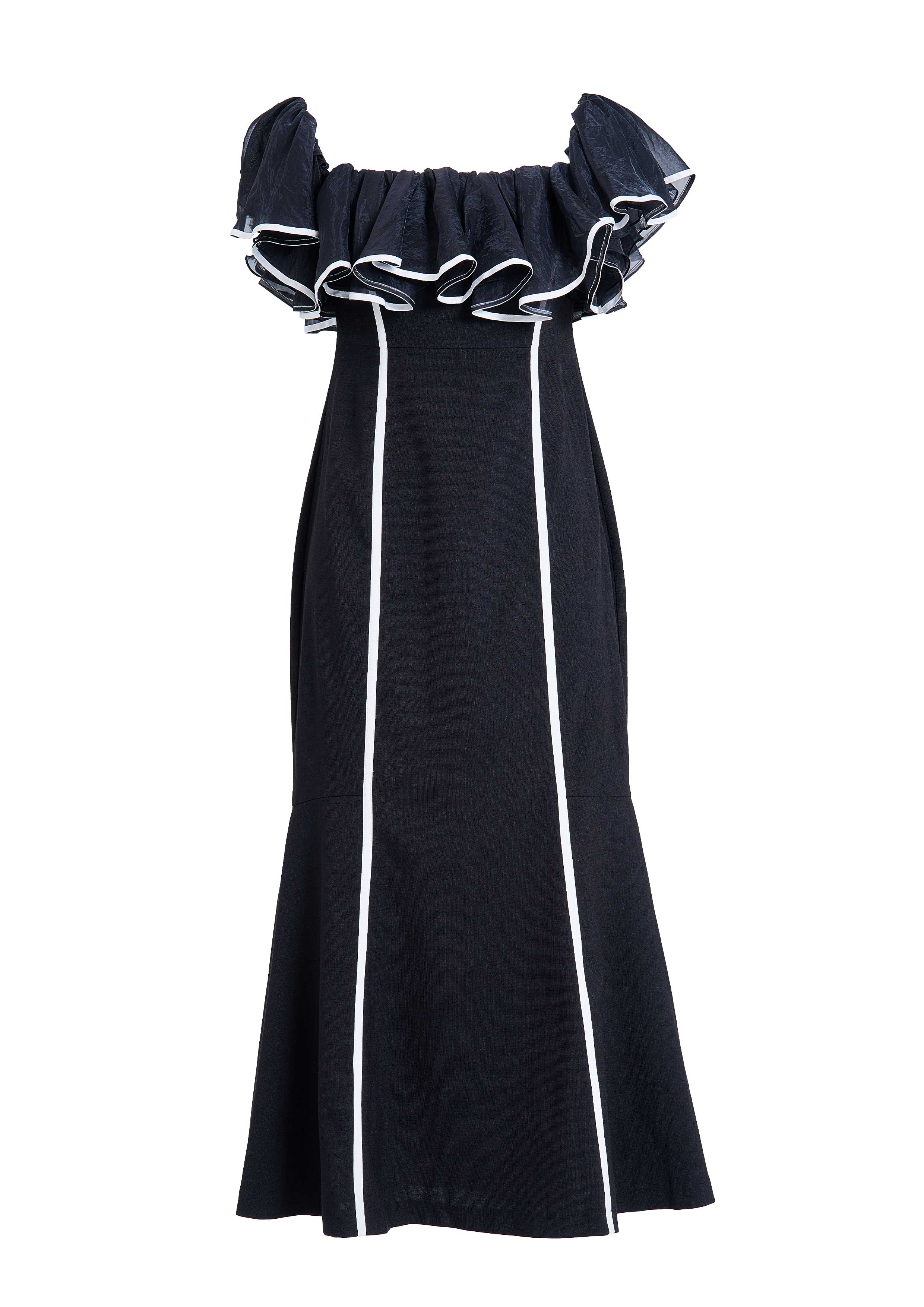 Sheer Frill Piping Dress