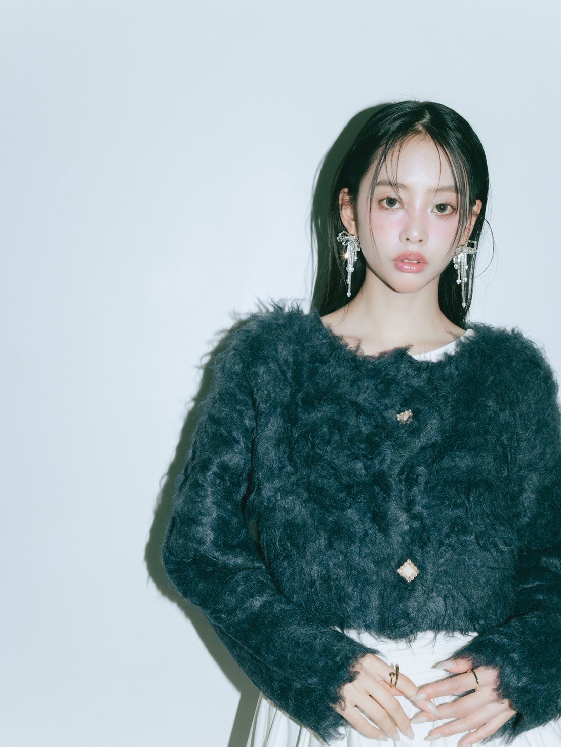 Scallop Shaggy Knit Cardigan