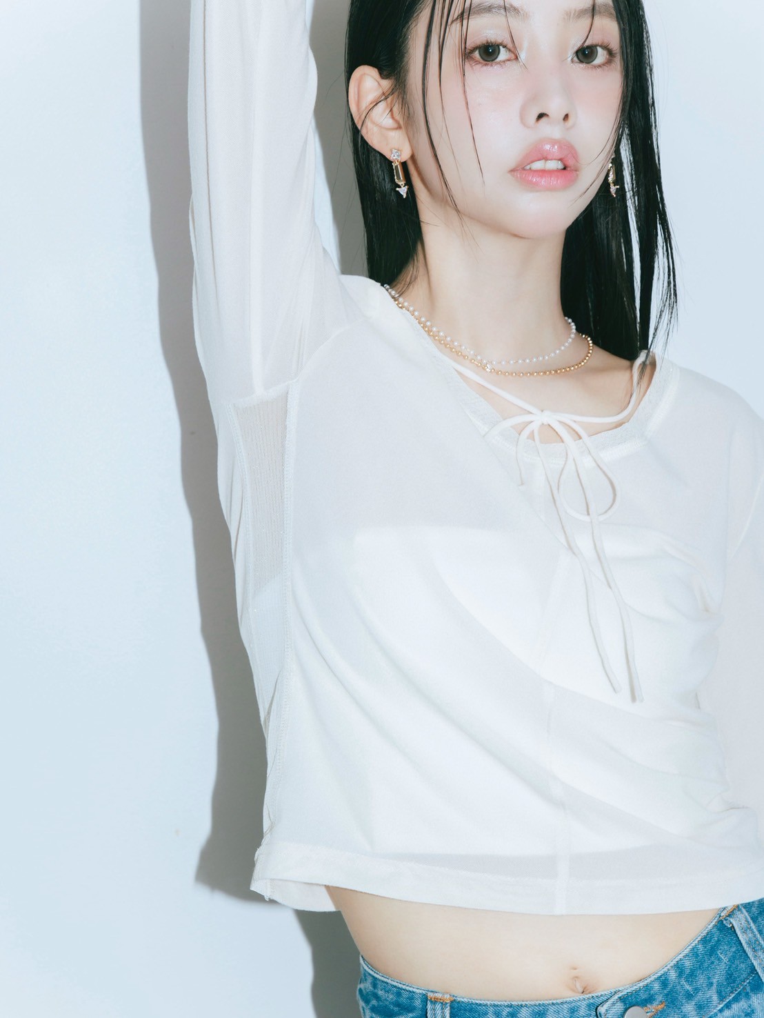 【JOUR by Crayme,】Mix Sheer Tops