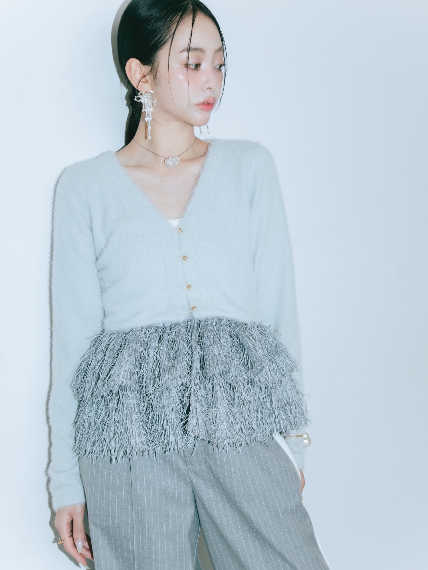 【JOUR by Crayme,】Fringe Peplum Cardigan