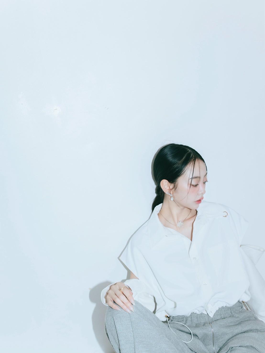 【JOUR by Crayme,】2way Slit Mix Shirt