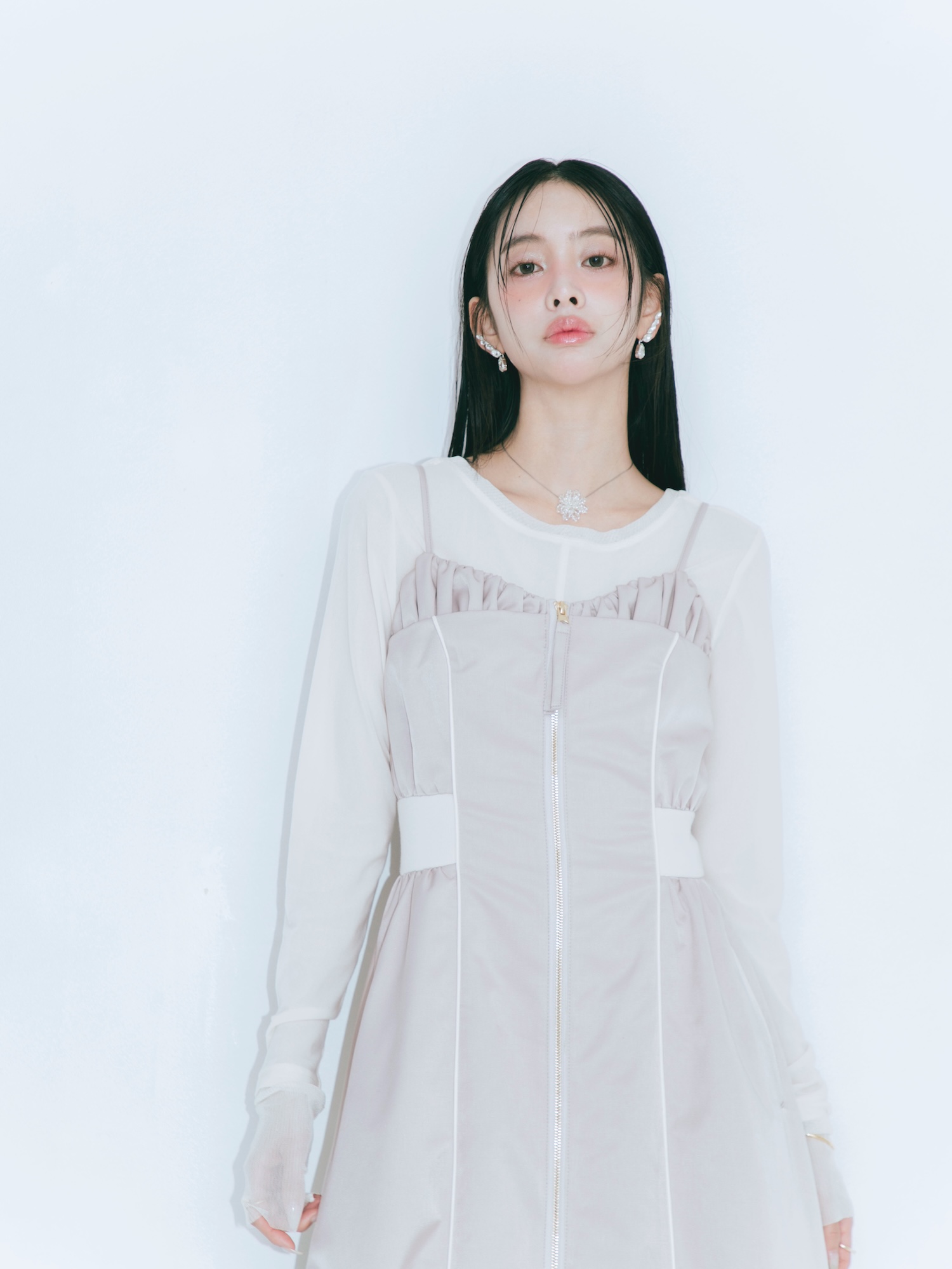 【JOUR by Crayme,】Front Zip Line Dress Set