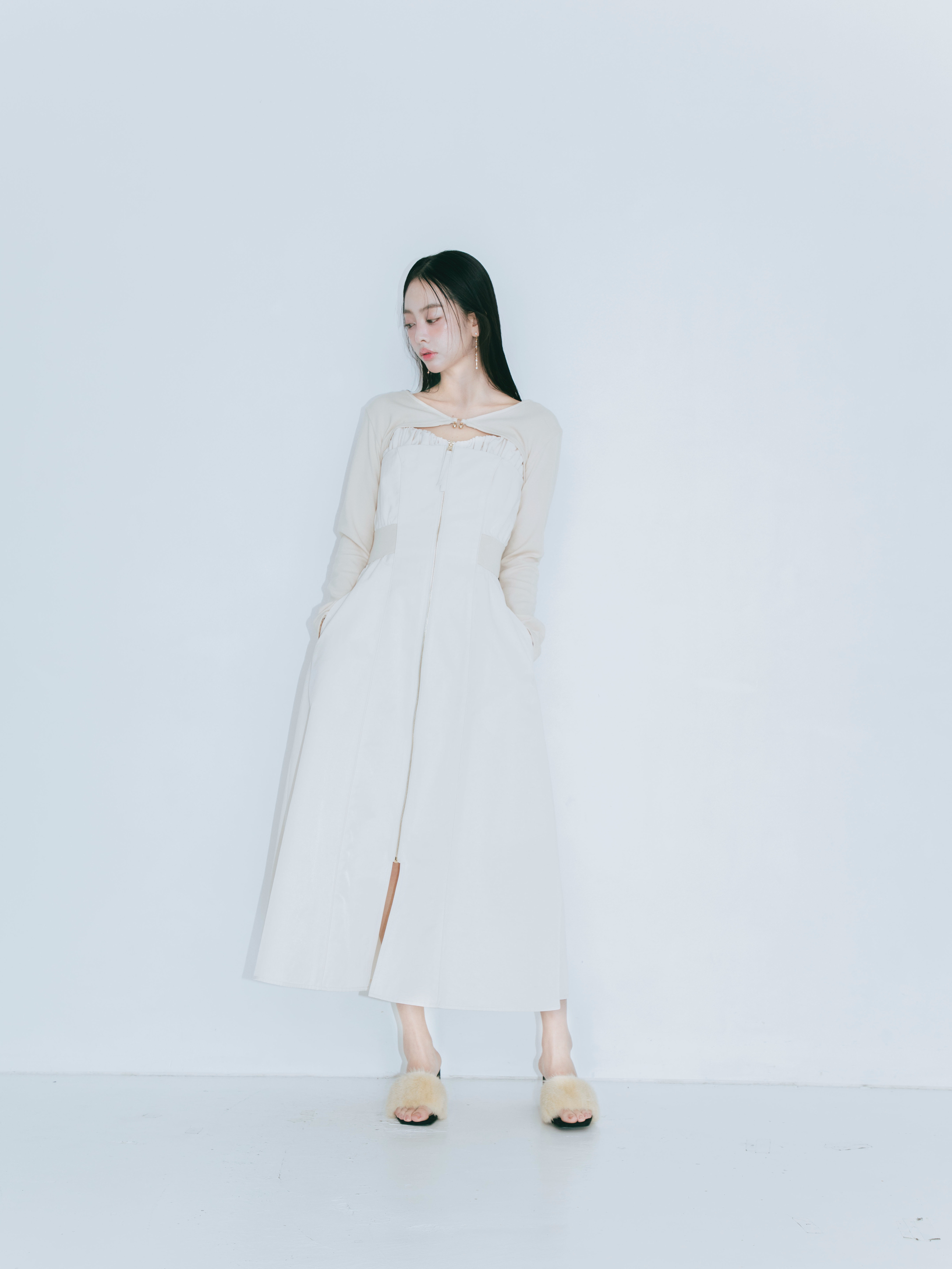 【JOUR by Crayme,】Front Zip Line Dress Set