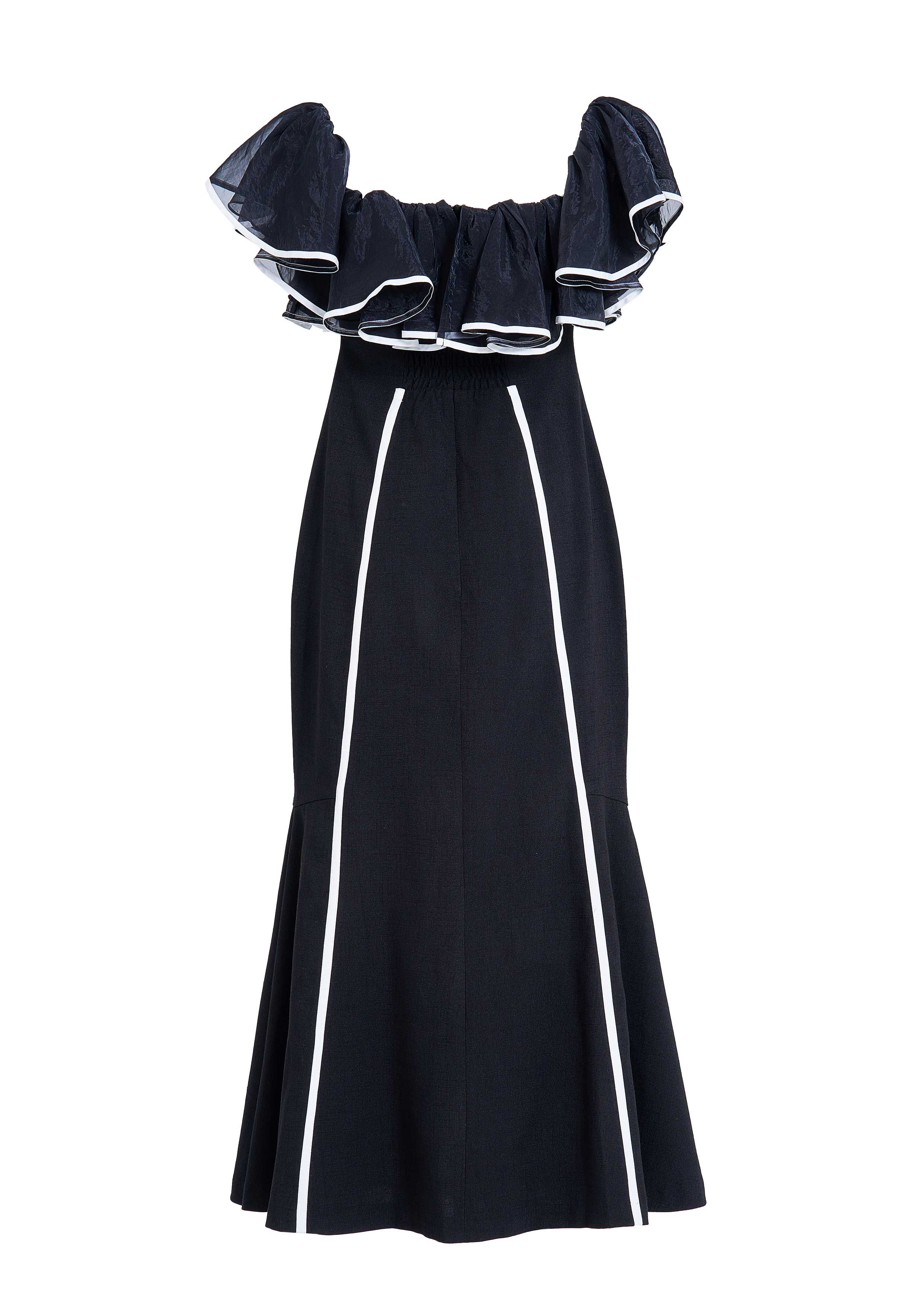 Sheer Frill Piping Dress