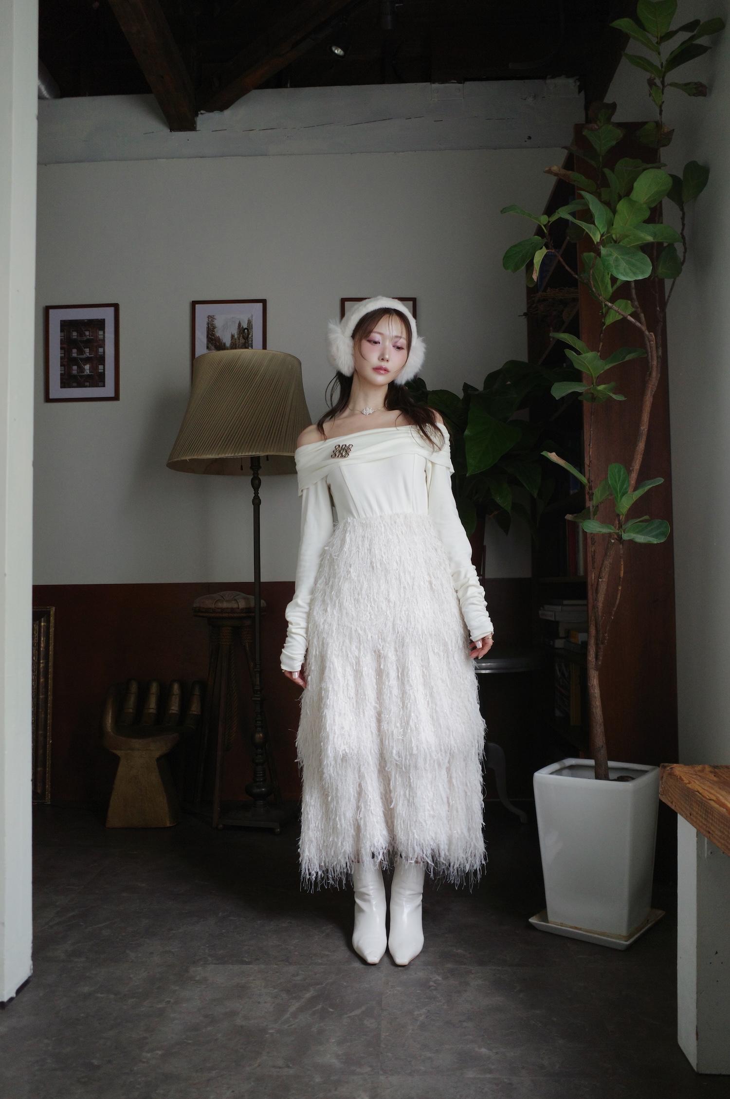 Volume Feather Dress