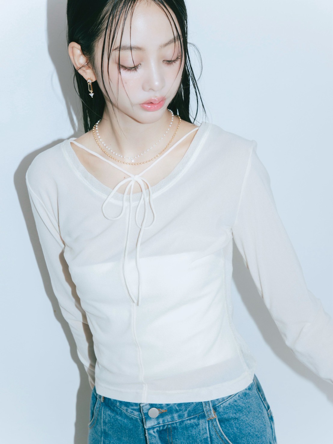 【JOUR by Crayme,】Mix Sheer Tops