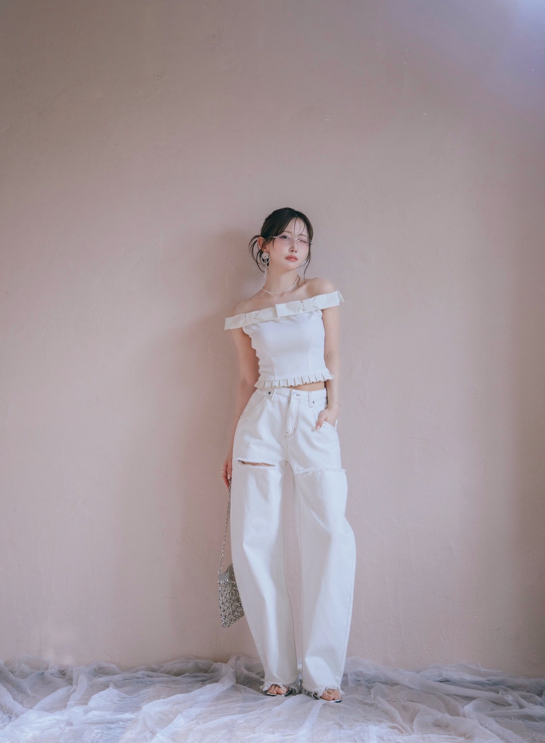 Slit Barrel Denim Pants