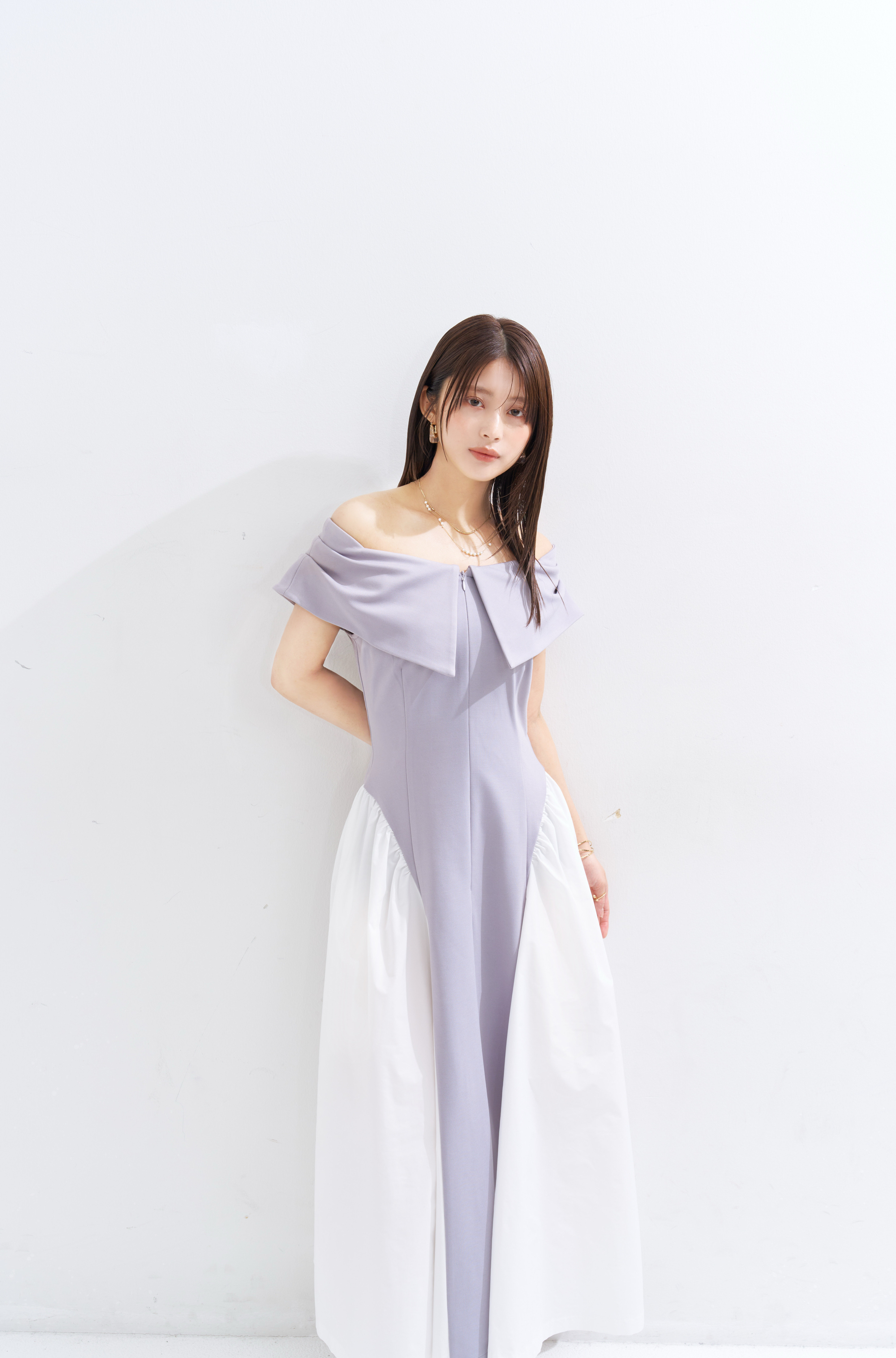 【JOUR by Crayme,】Ribbon Collar Dual Dress