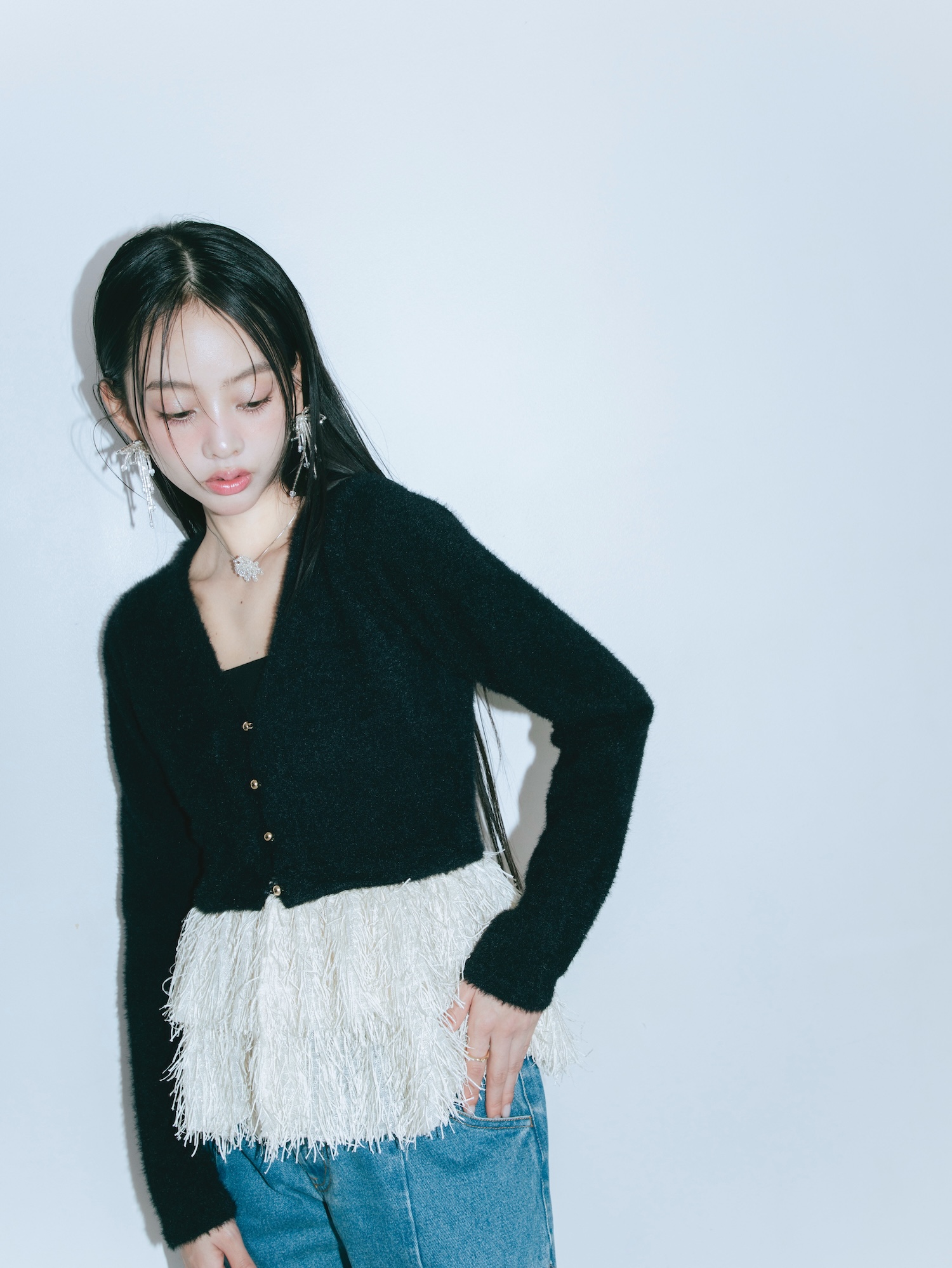 【JOUR by Crayme,】Fringe Peplum Cardigan