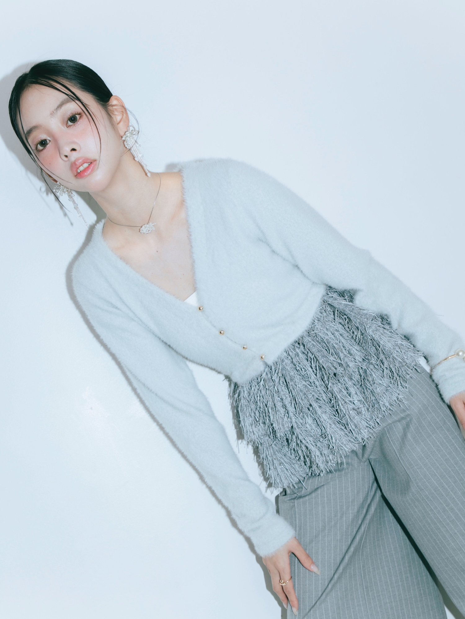【JOUR by Crayme,】Fringe Peplum Cardigan