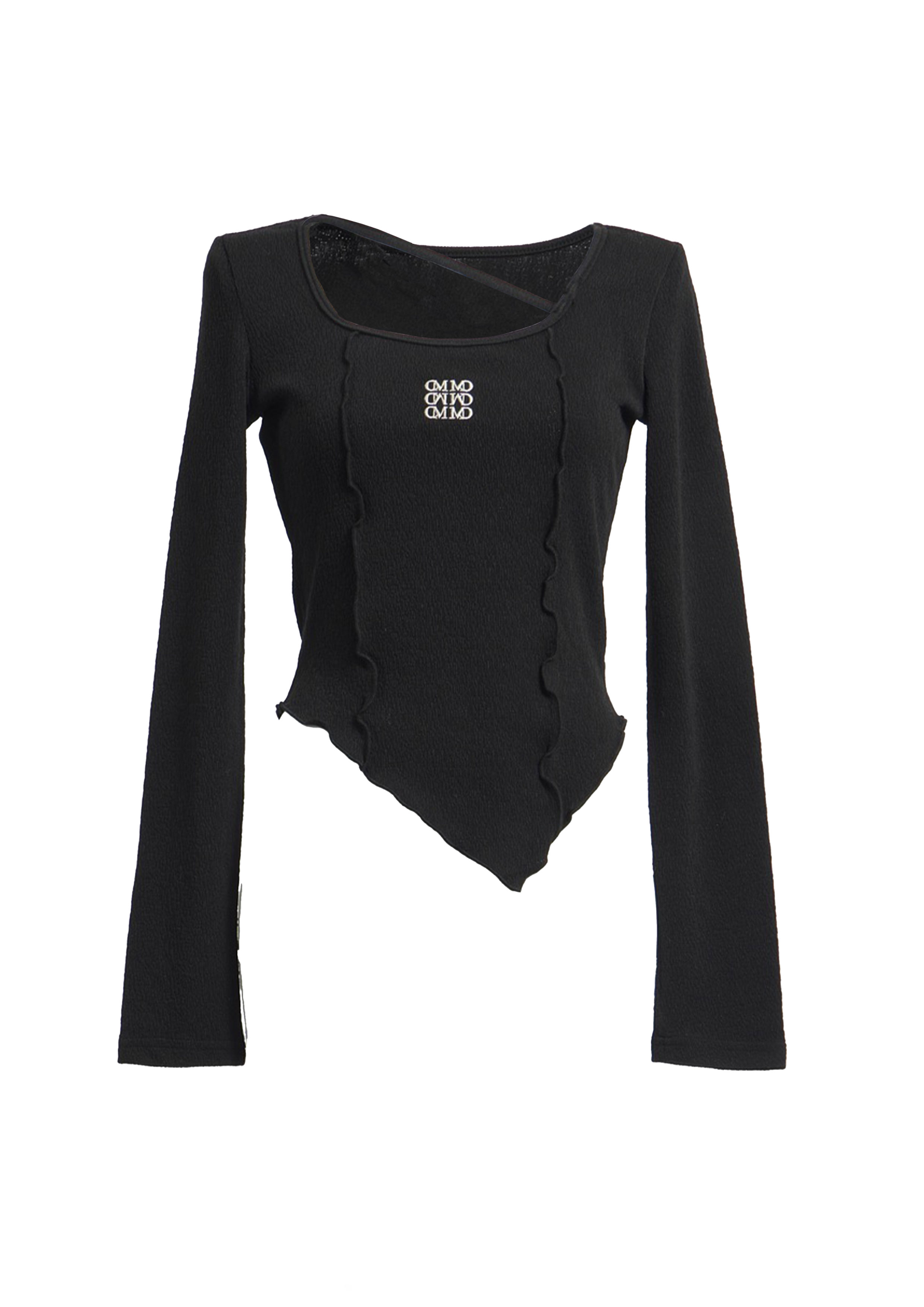Asymmetry Hem Line Logo Tops