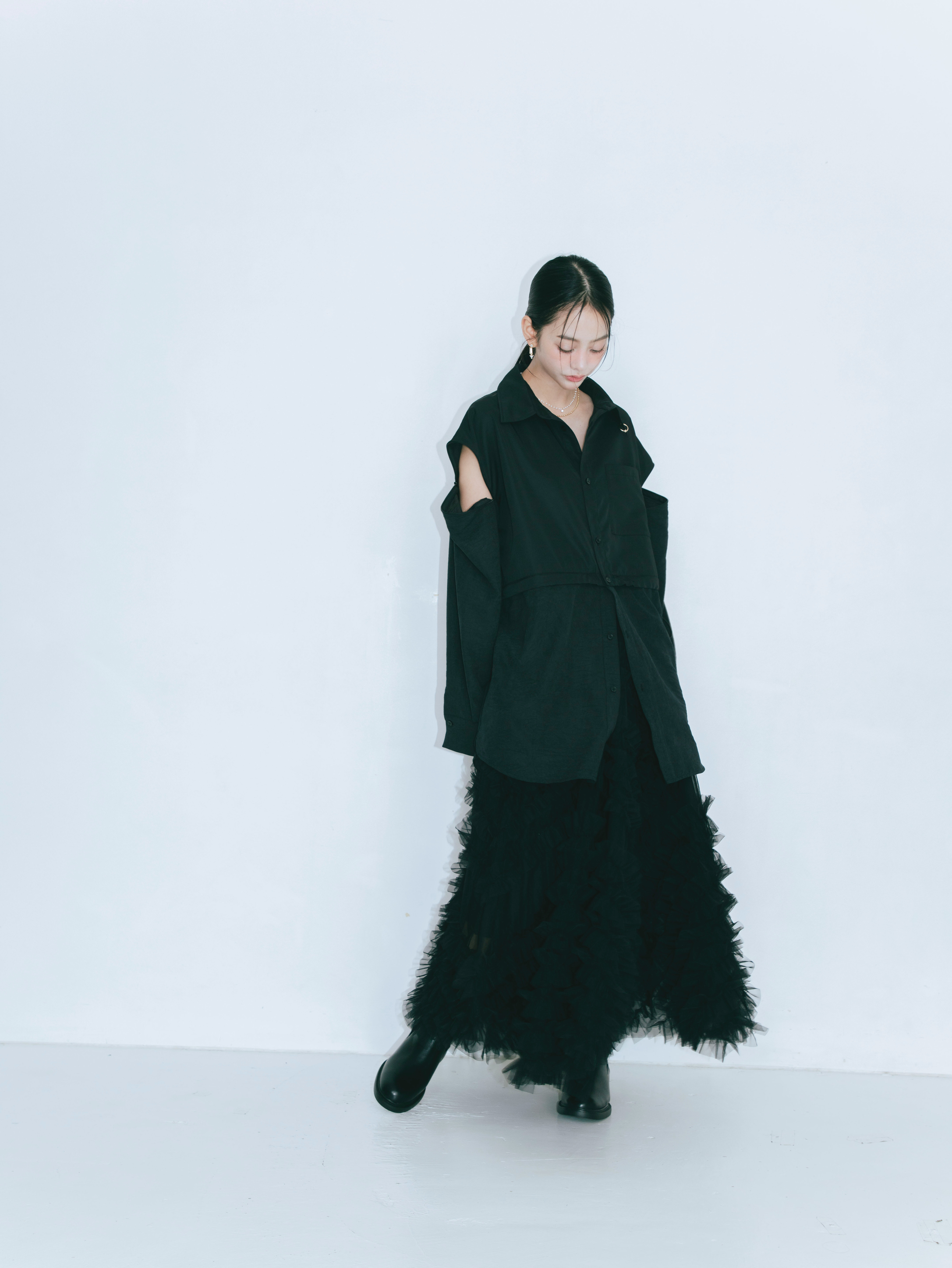 【JOUR by Crayme,】2way Slit Mix Shirt