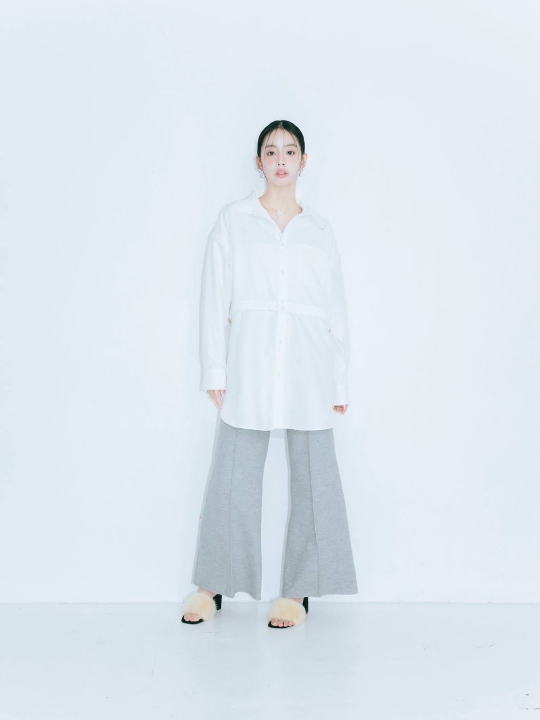 【JOUR by Crayme,】2way Slit Mix Shirt