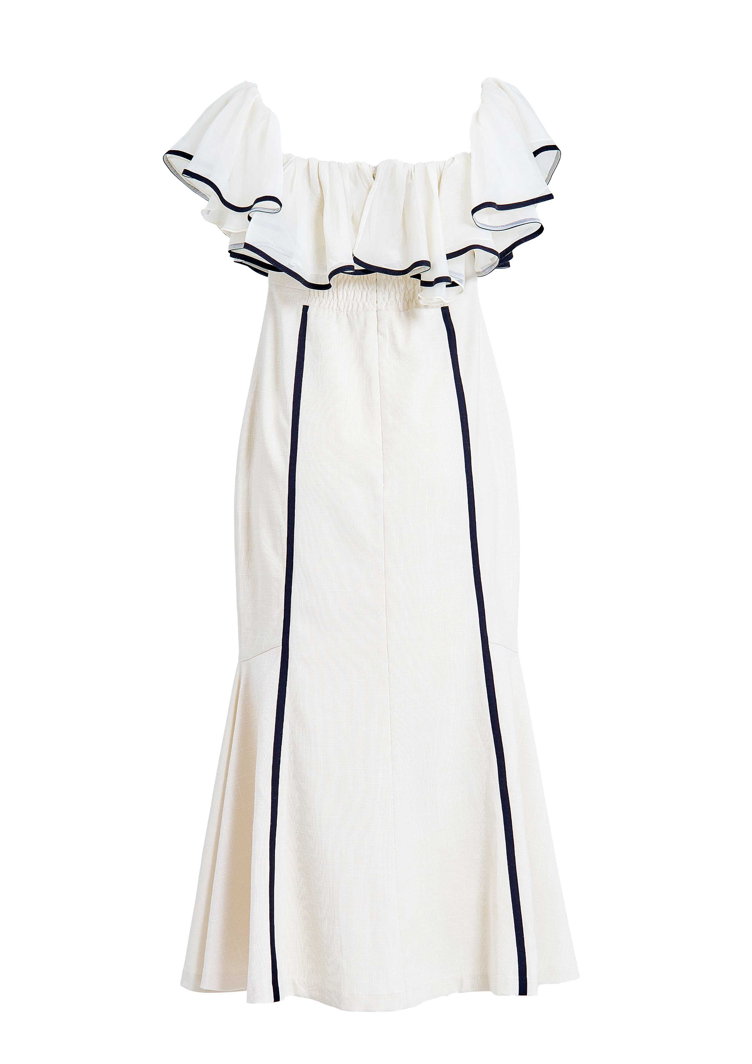 Sheer Frill Piping Dress