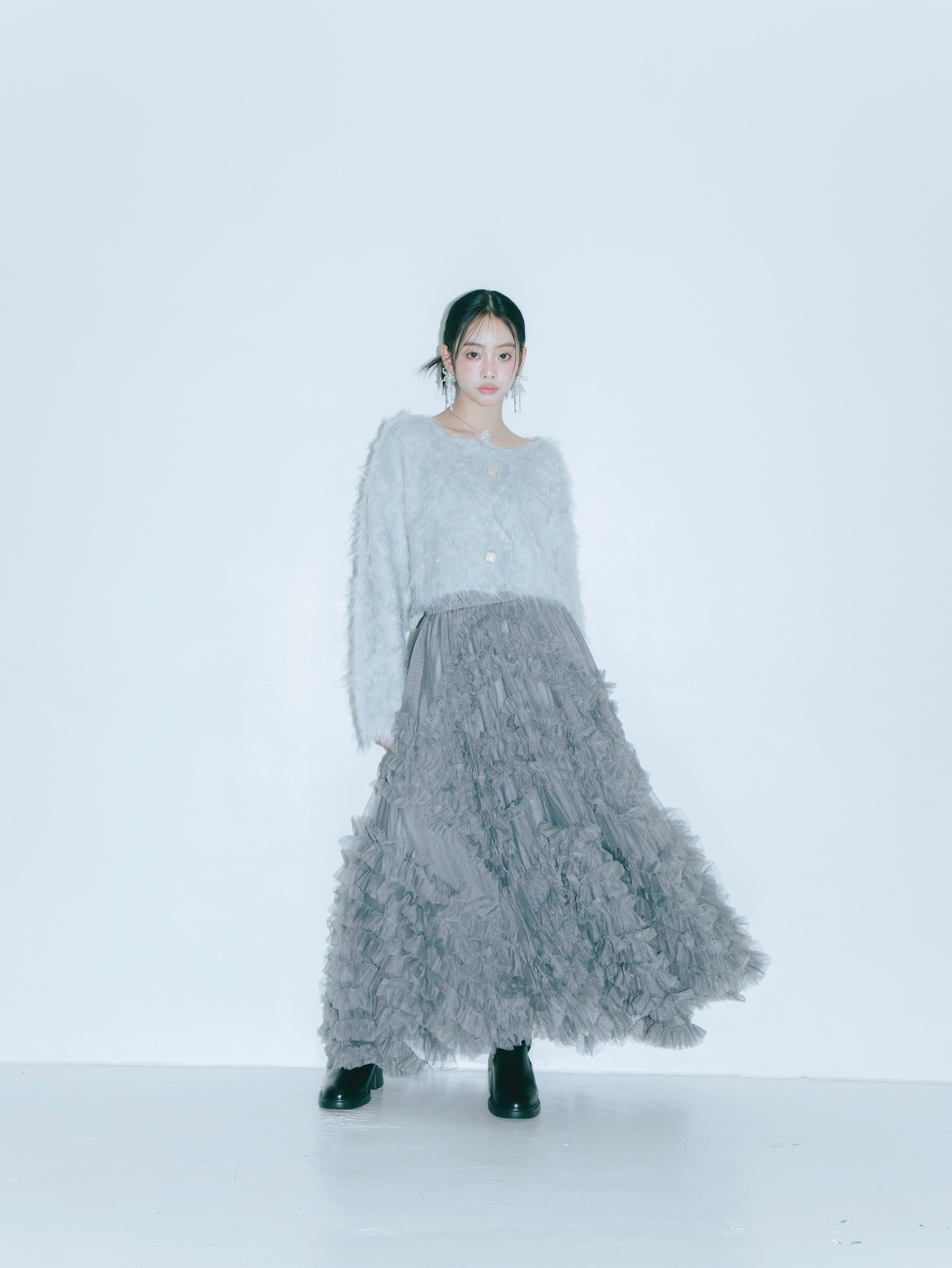 Scallop Shaggy Knit Cardigan