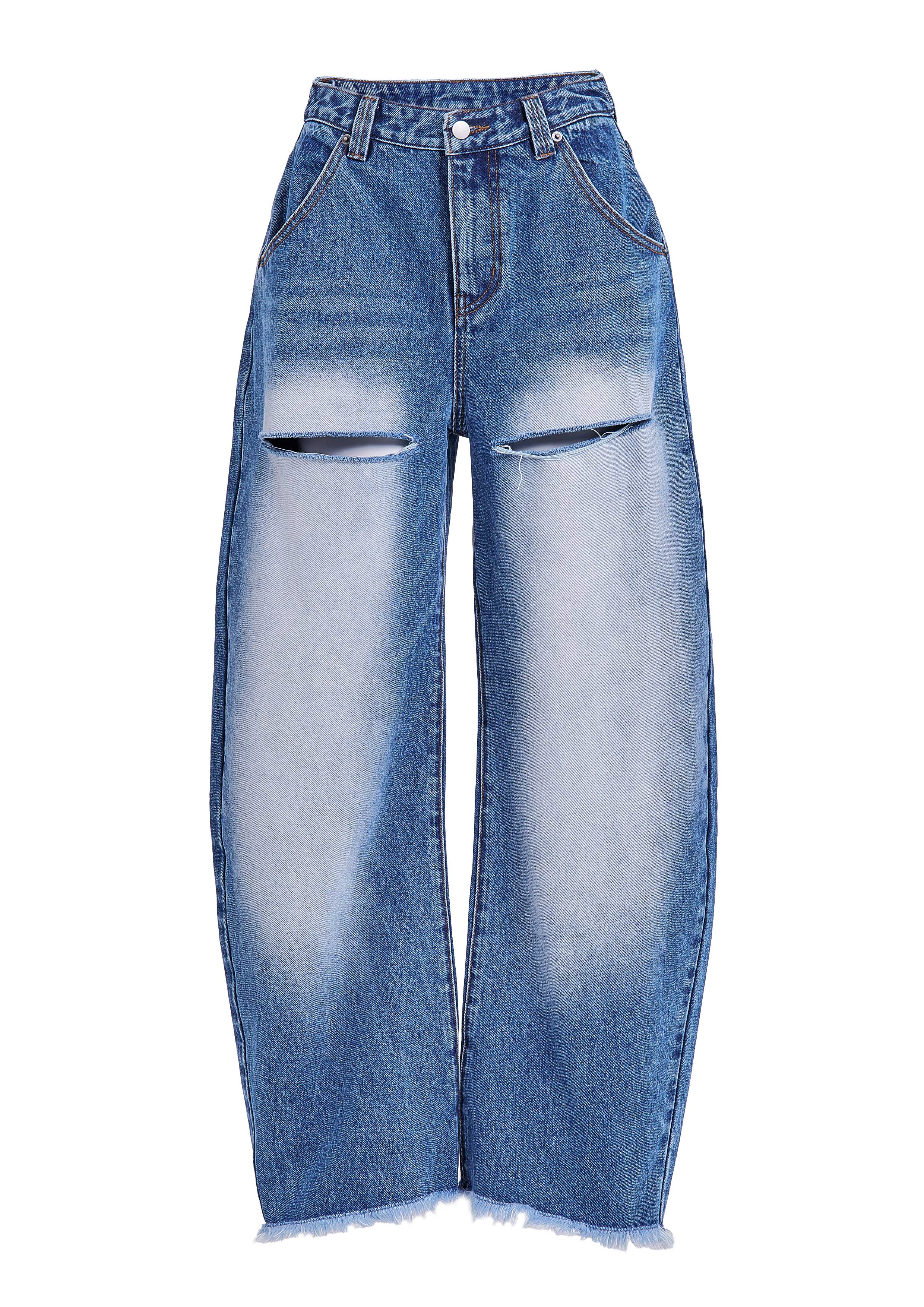Slit Barrel Denim Pants
