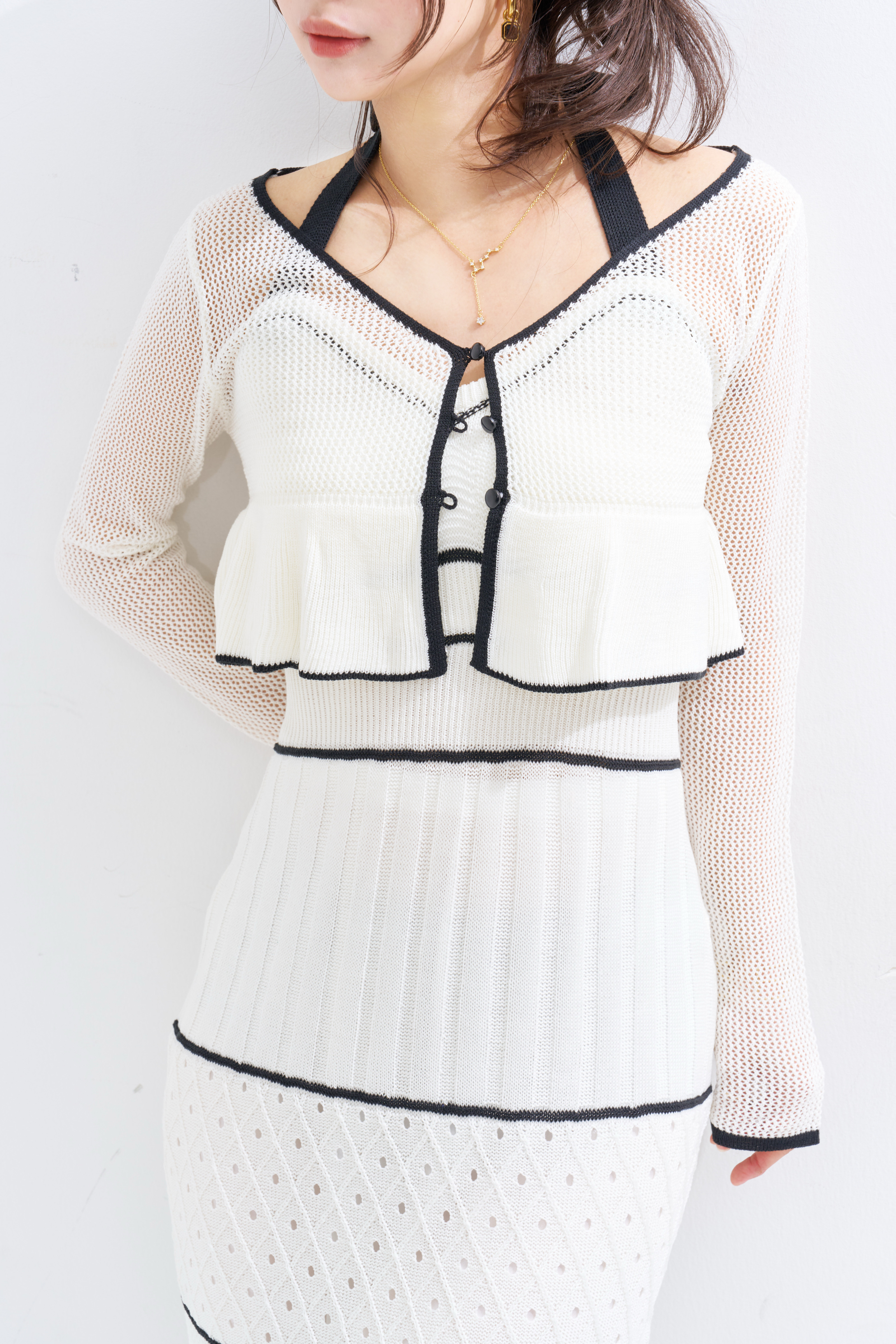 【JOUR by Crayme,】Crochet Knit Dress Set