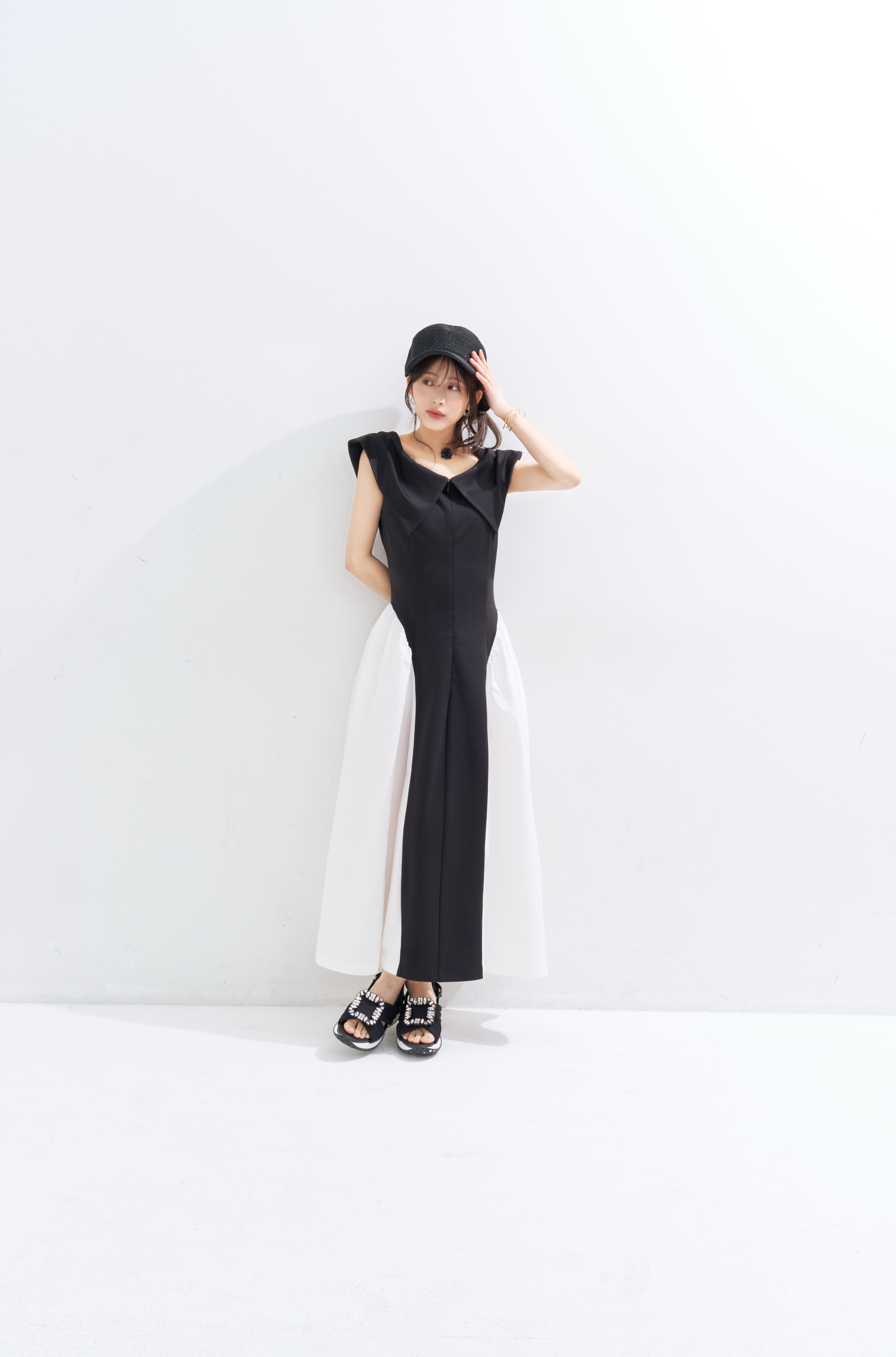 【JOUR by Crayme,】Ribbon Collar Dual Dress
