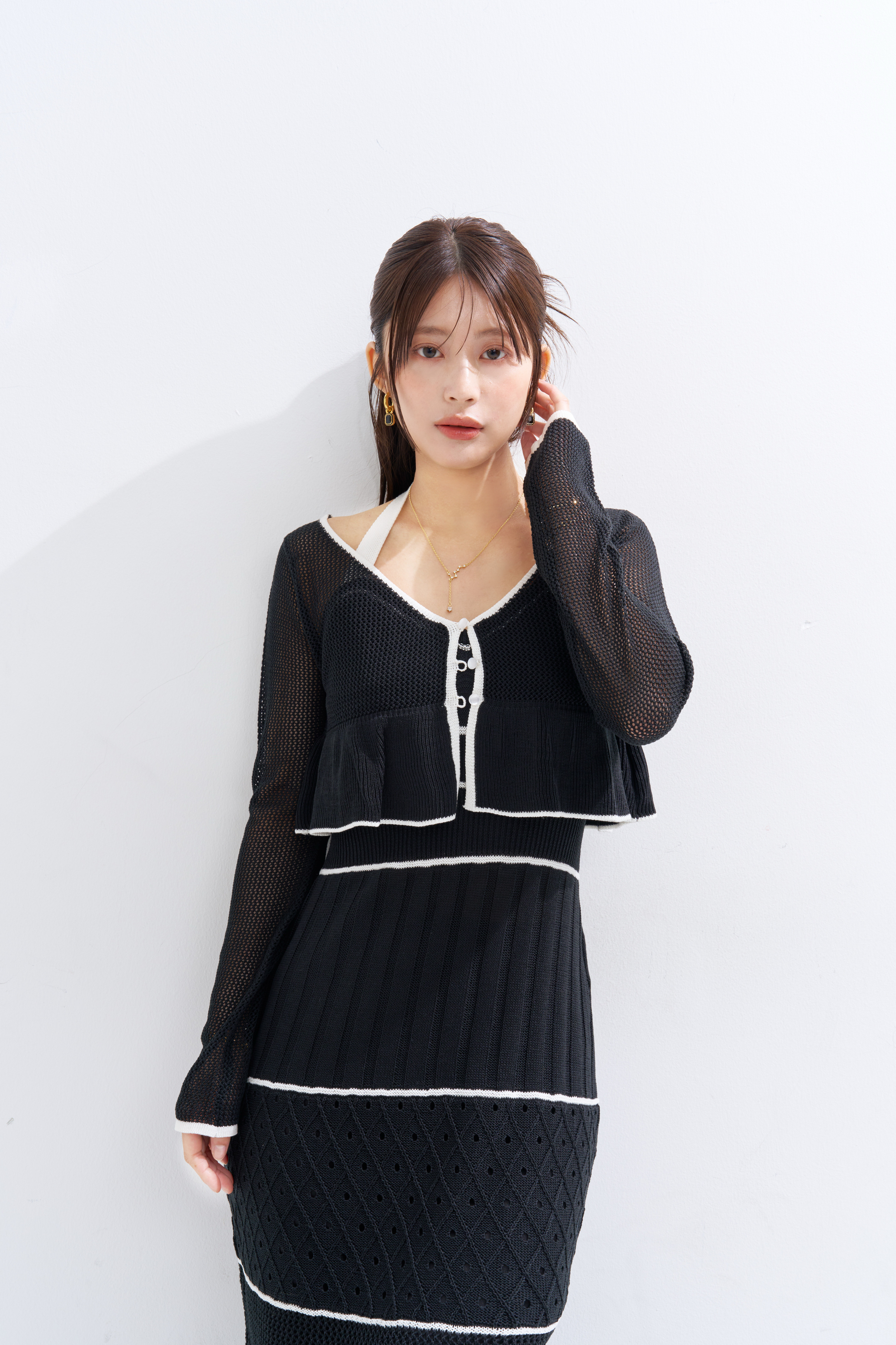 【JOUR by Crayme,】Crochet Knit Dress Set