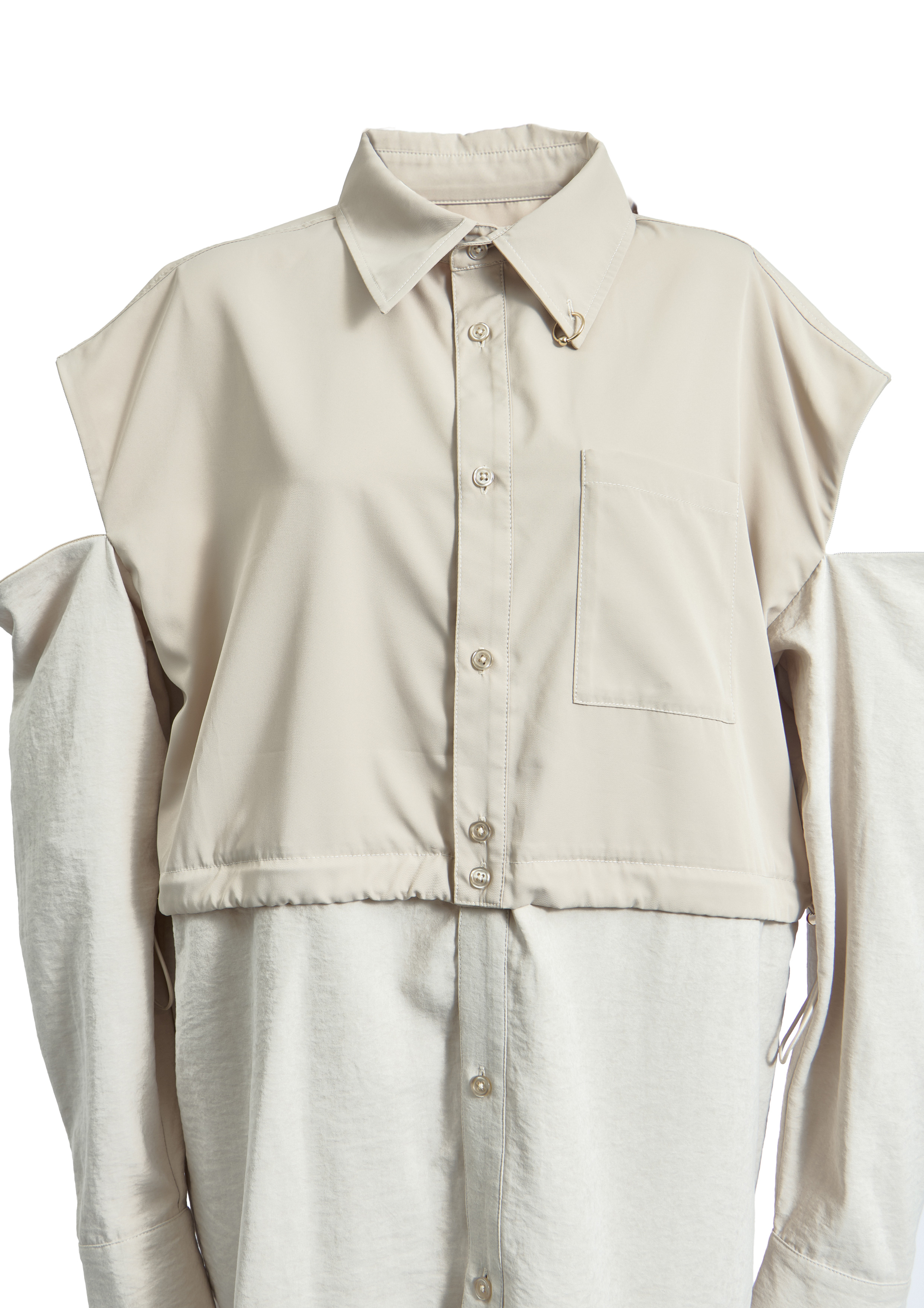 【JOUR by Crayme,】2way Slit Mix Shirt