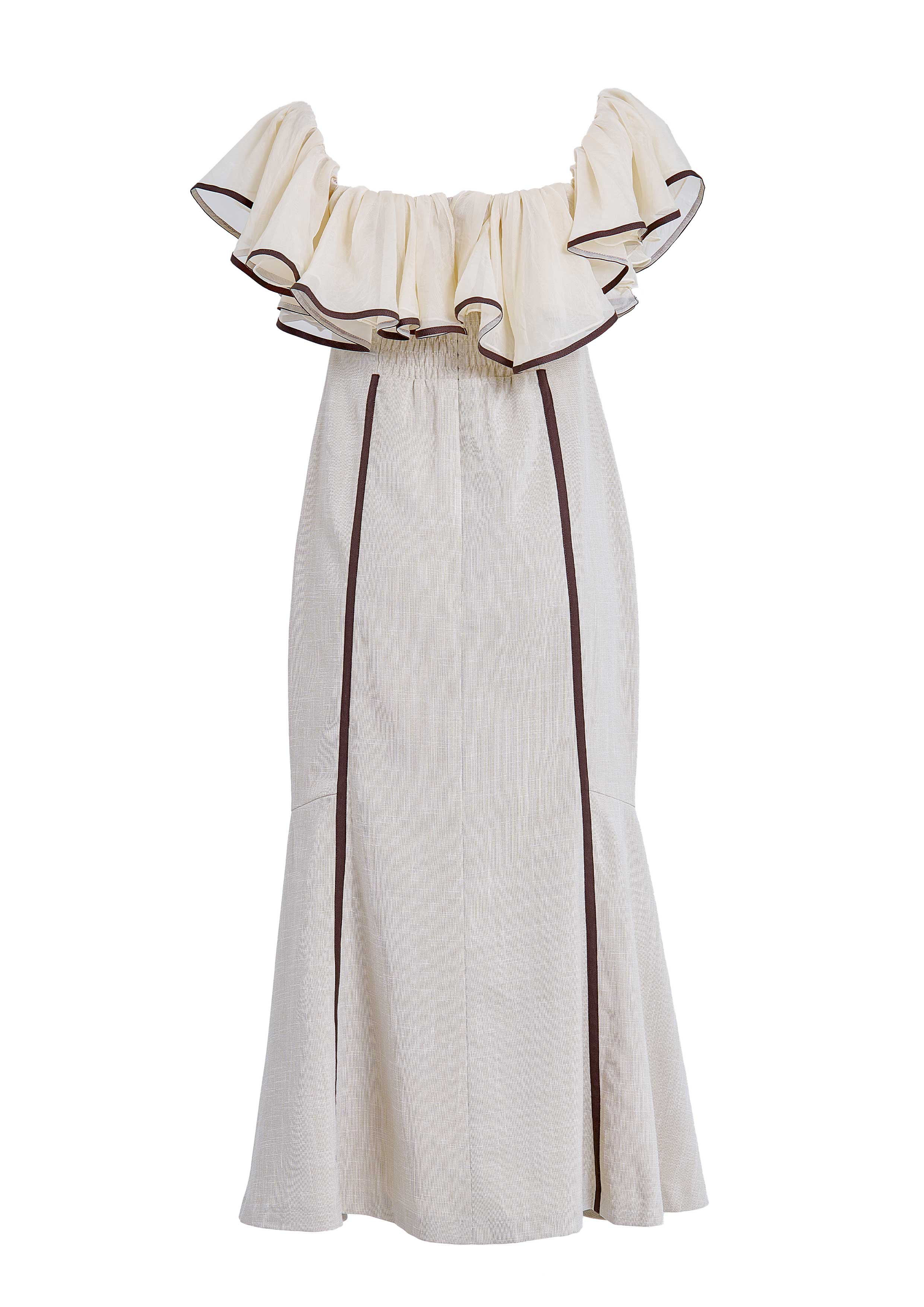 Sheer Frill Piping Dress