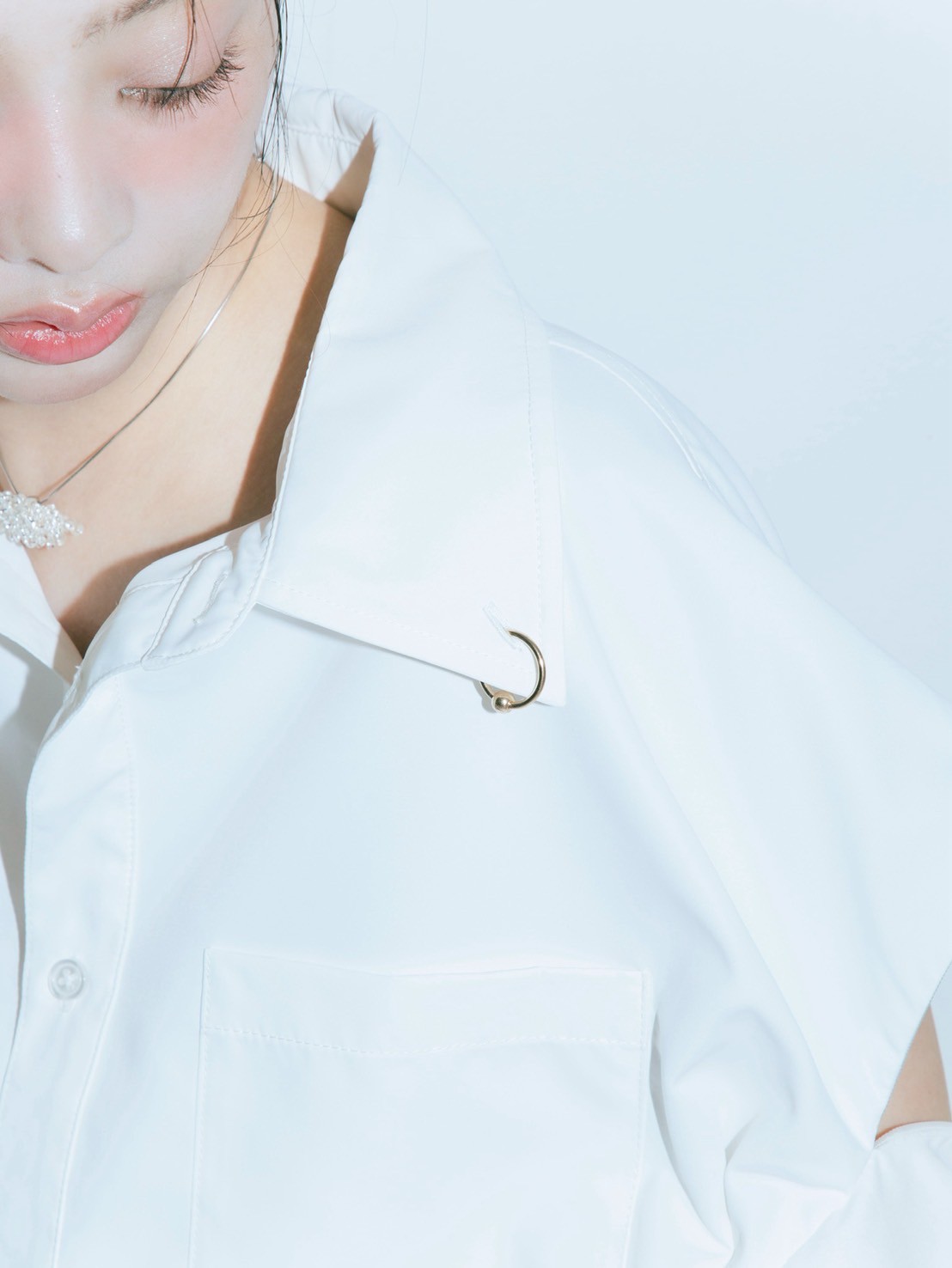 【JOUR by Crayme,】2way Slit Mix Shirt