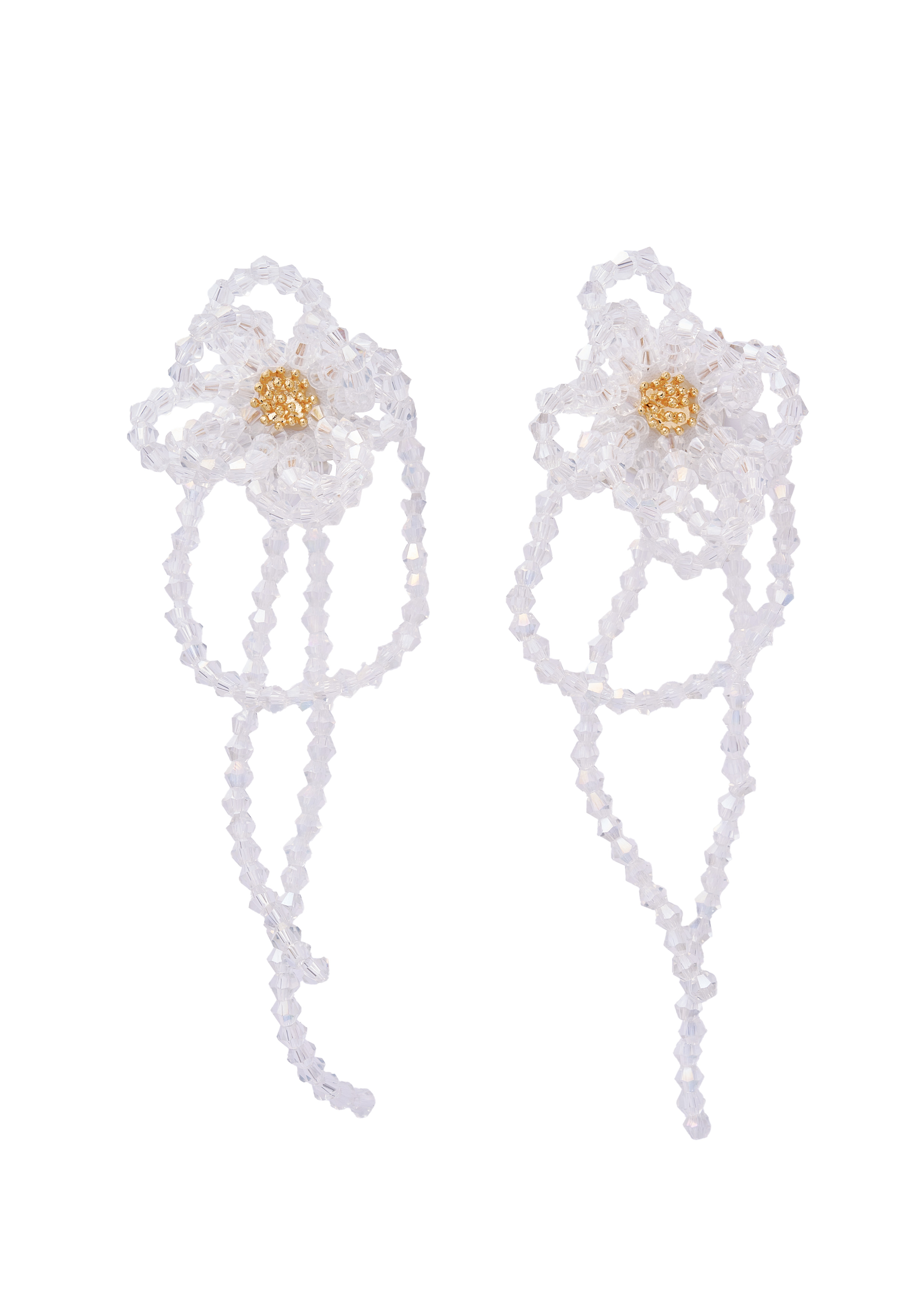 Glass Beads Flower Pierce