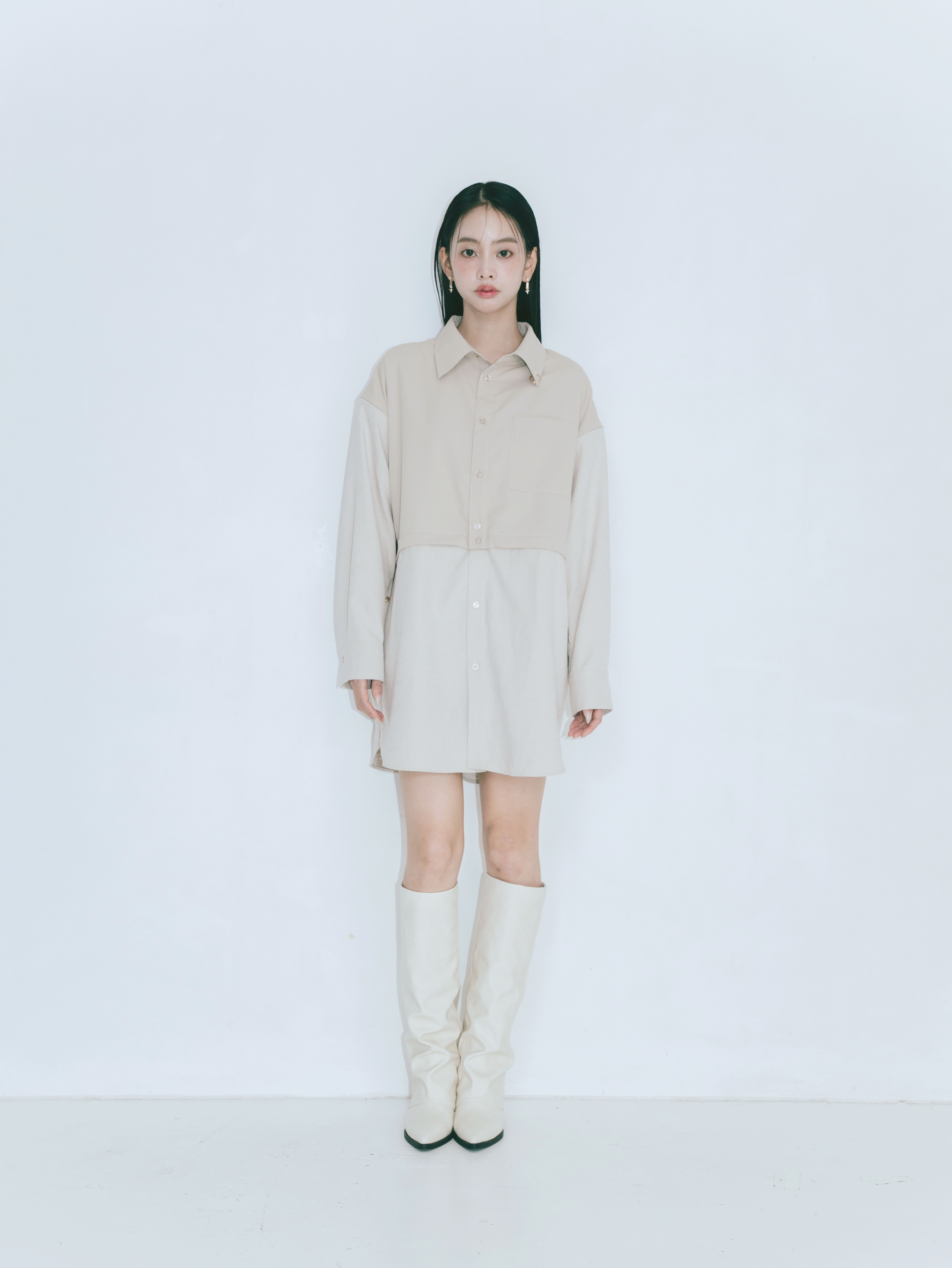 【JOUR by Crayme,】2way Slit Mix Shirt