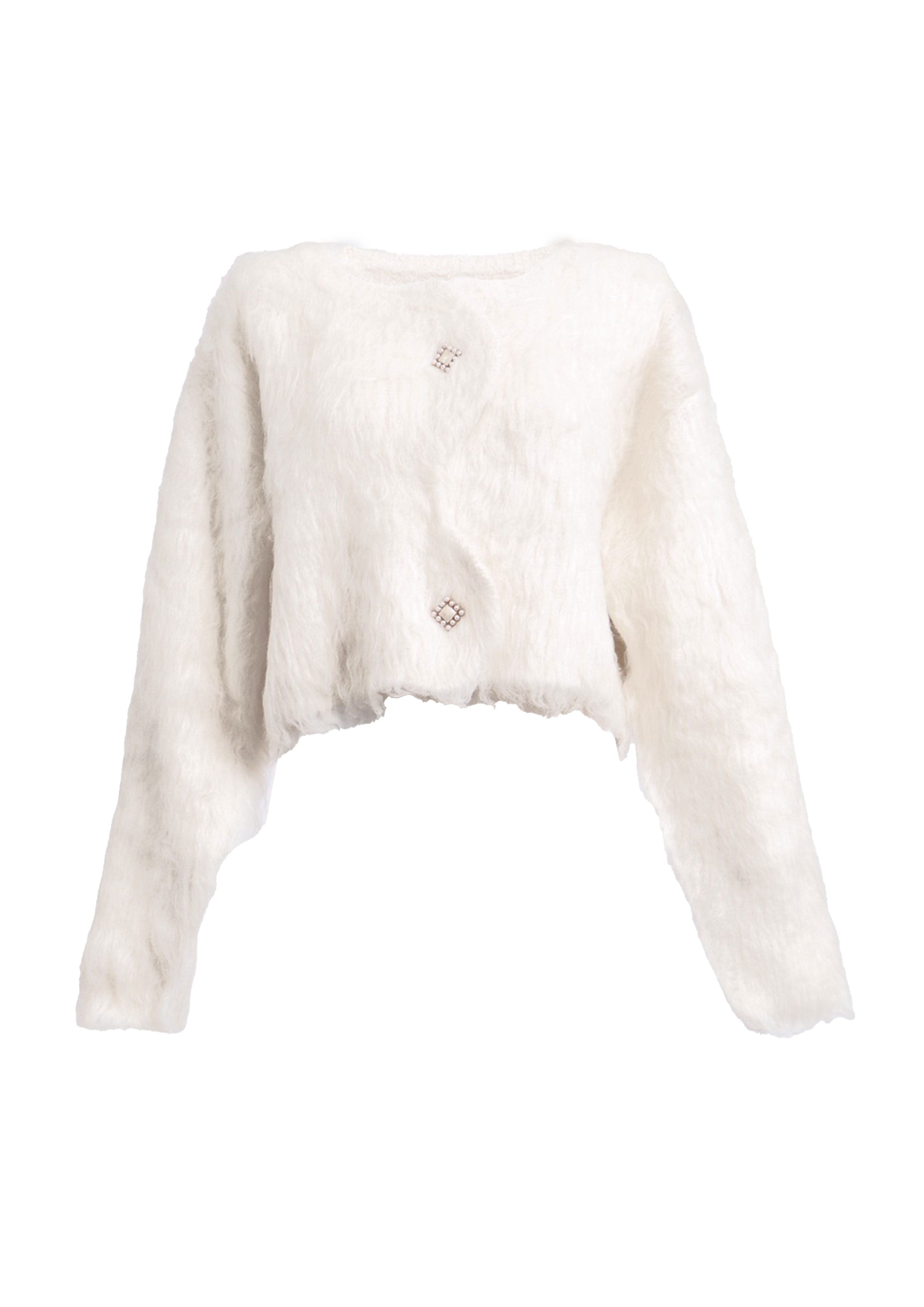Scallop Shaggy Knit Cardigan