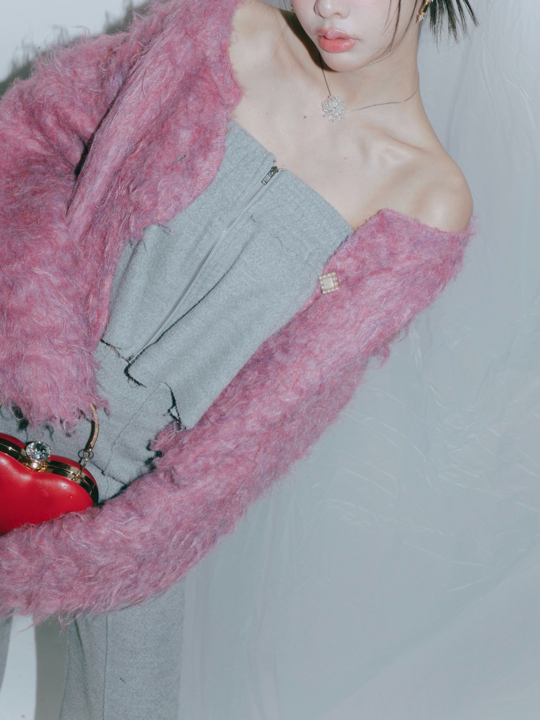 Scallop Shaggy Knit Cardigan