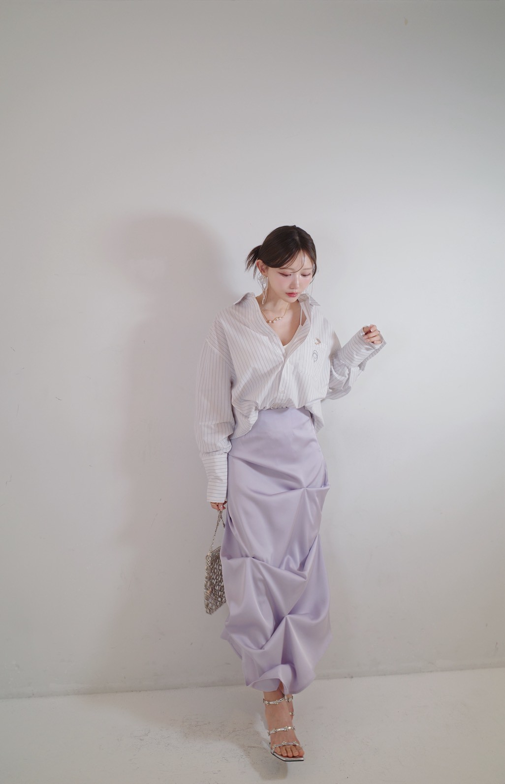 Pinch Satin Skirt