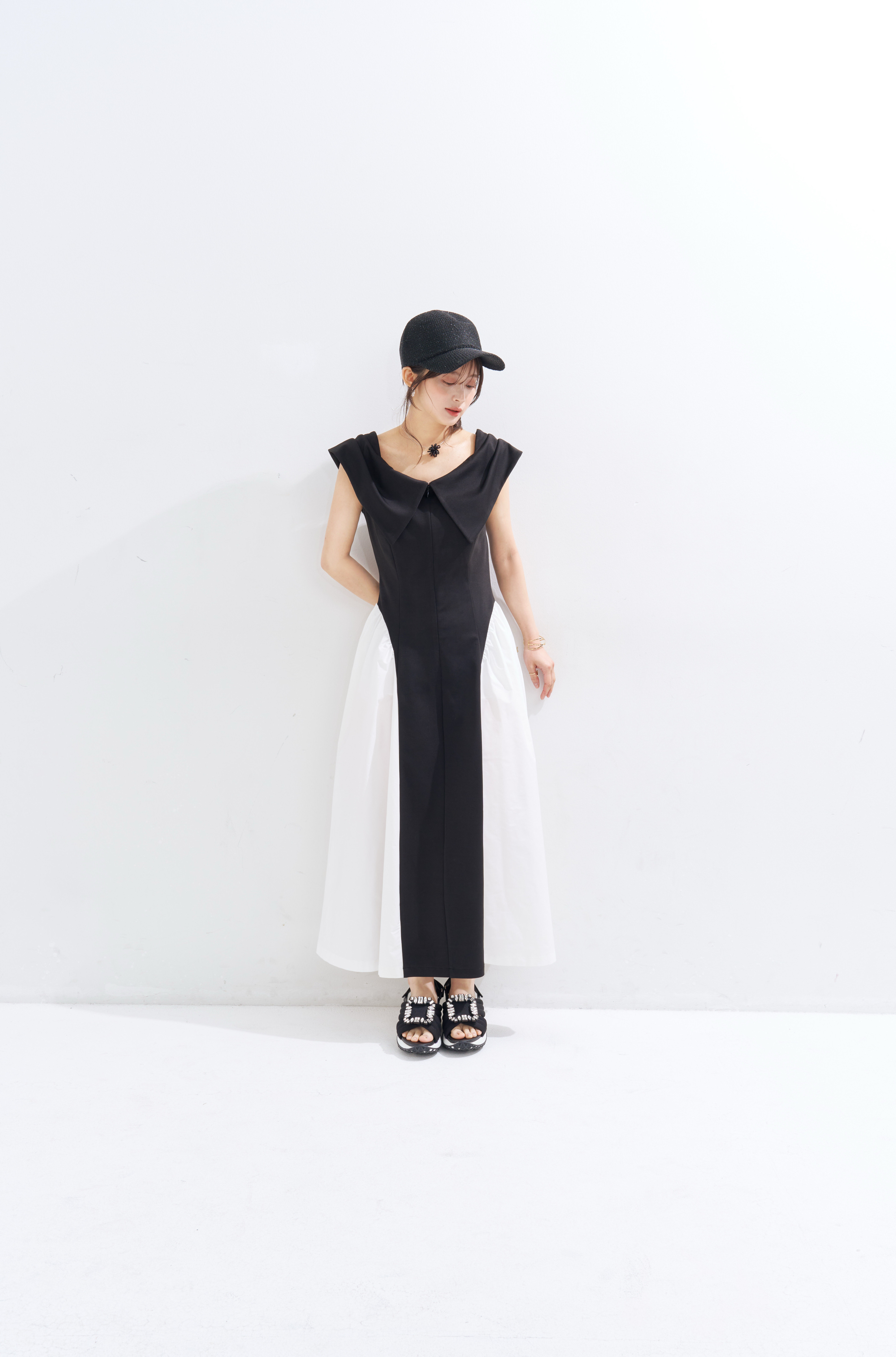 【JOUR by Crayme,】Ribbon Collar Dual Dress