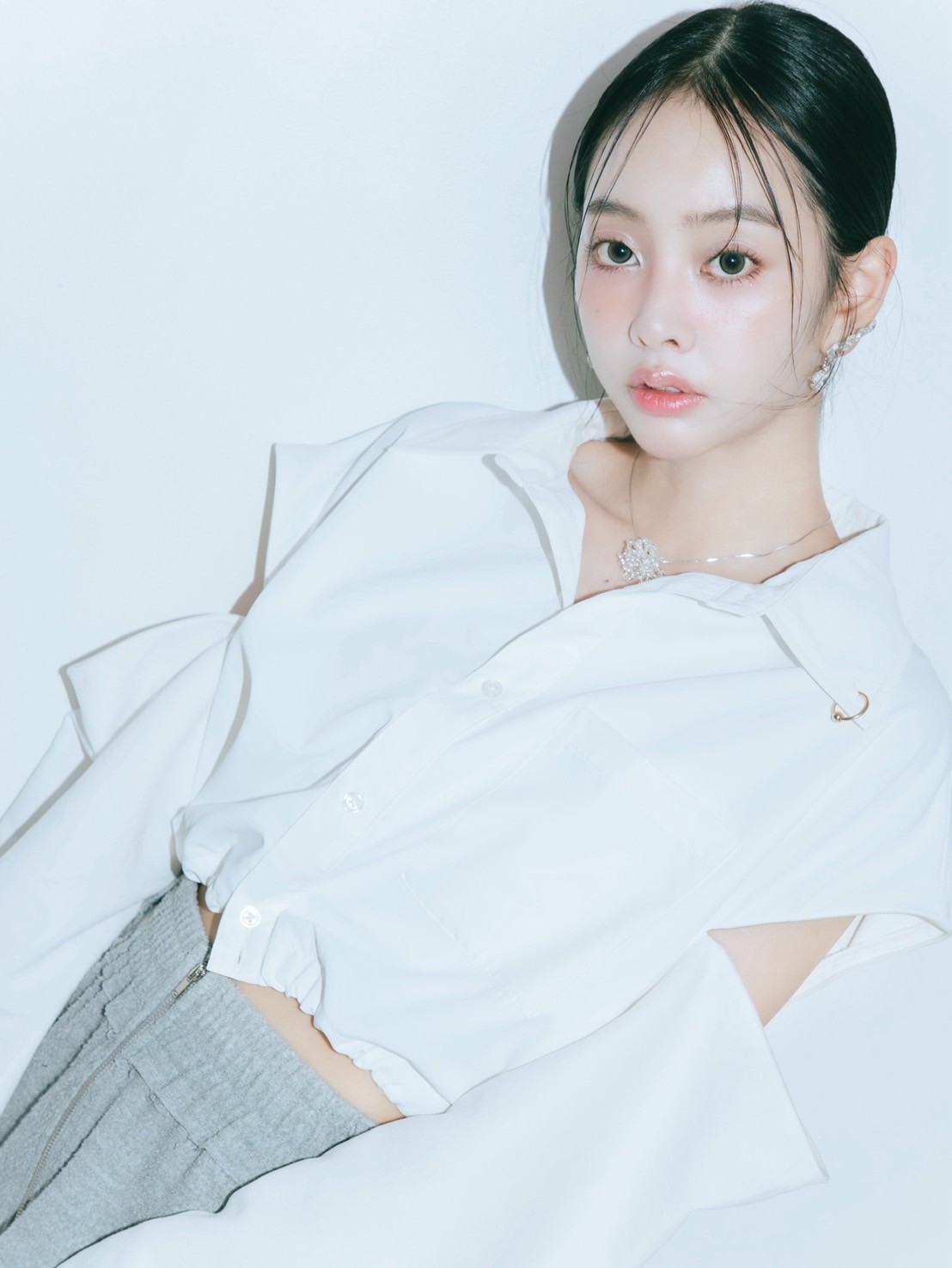 【JOUR by Crayme,】2way Slit Mix Shirt