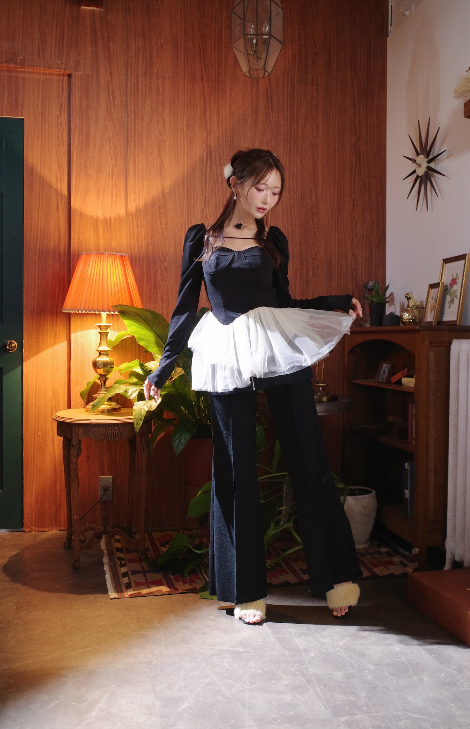 2way Skirt Layered Pants