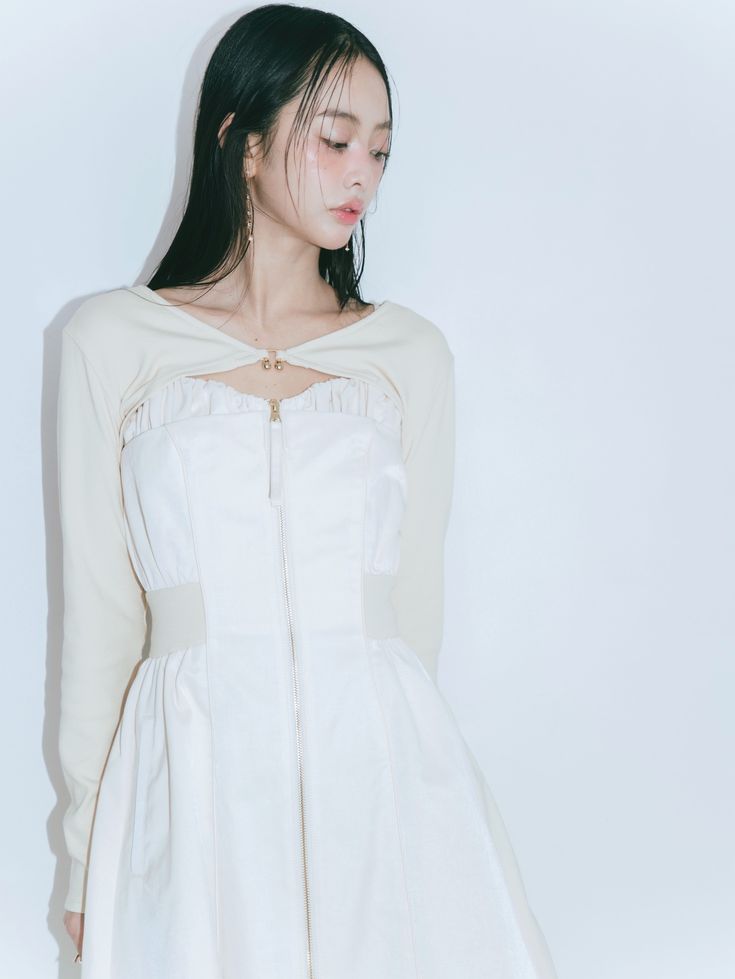 【JOUR by Crayme,】Front Zip Line Dress Set