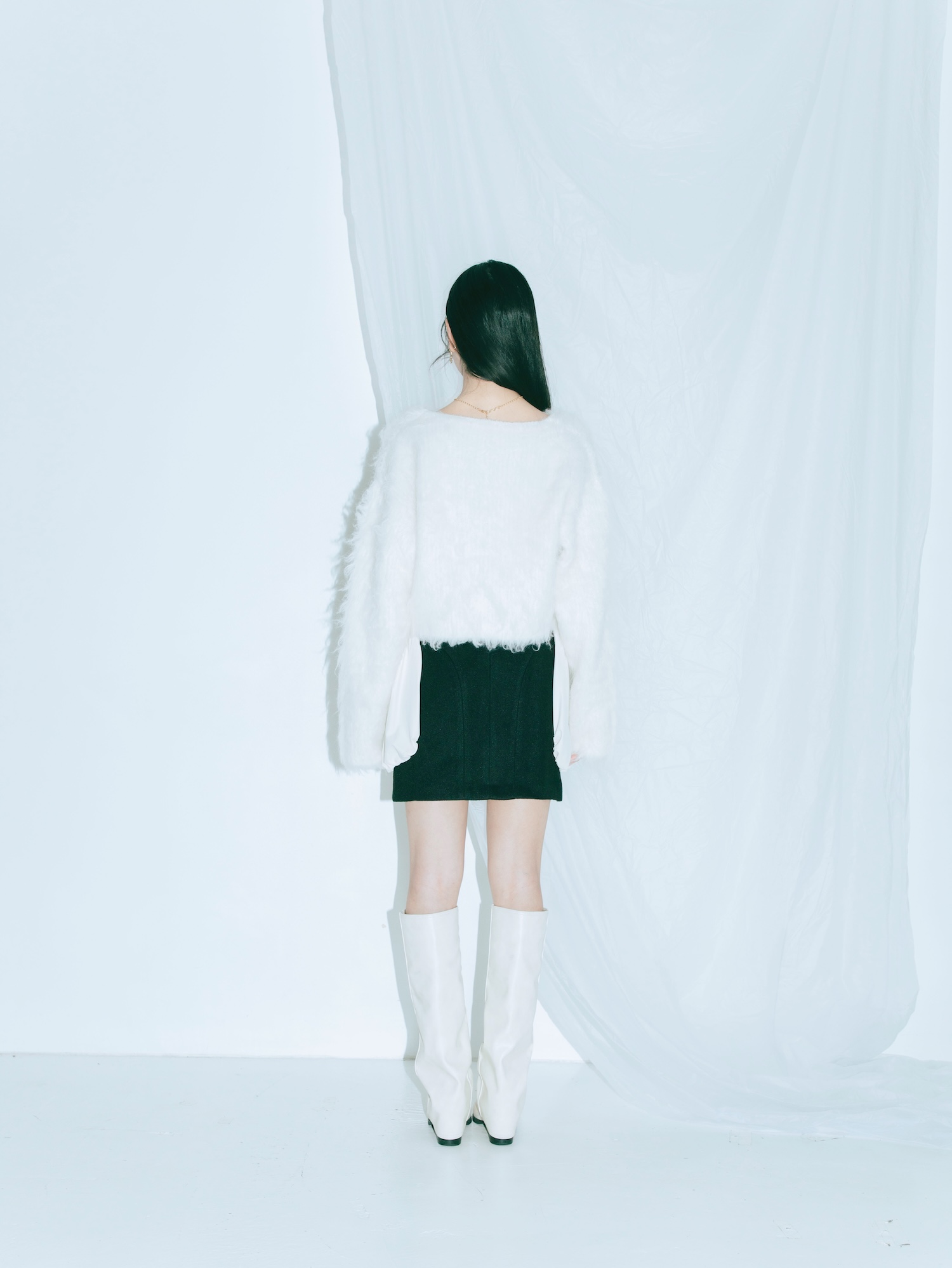 Scallop Shaggy Knit Cardigan