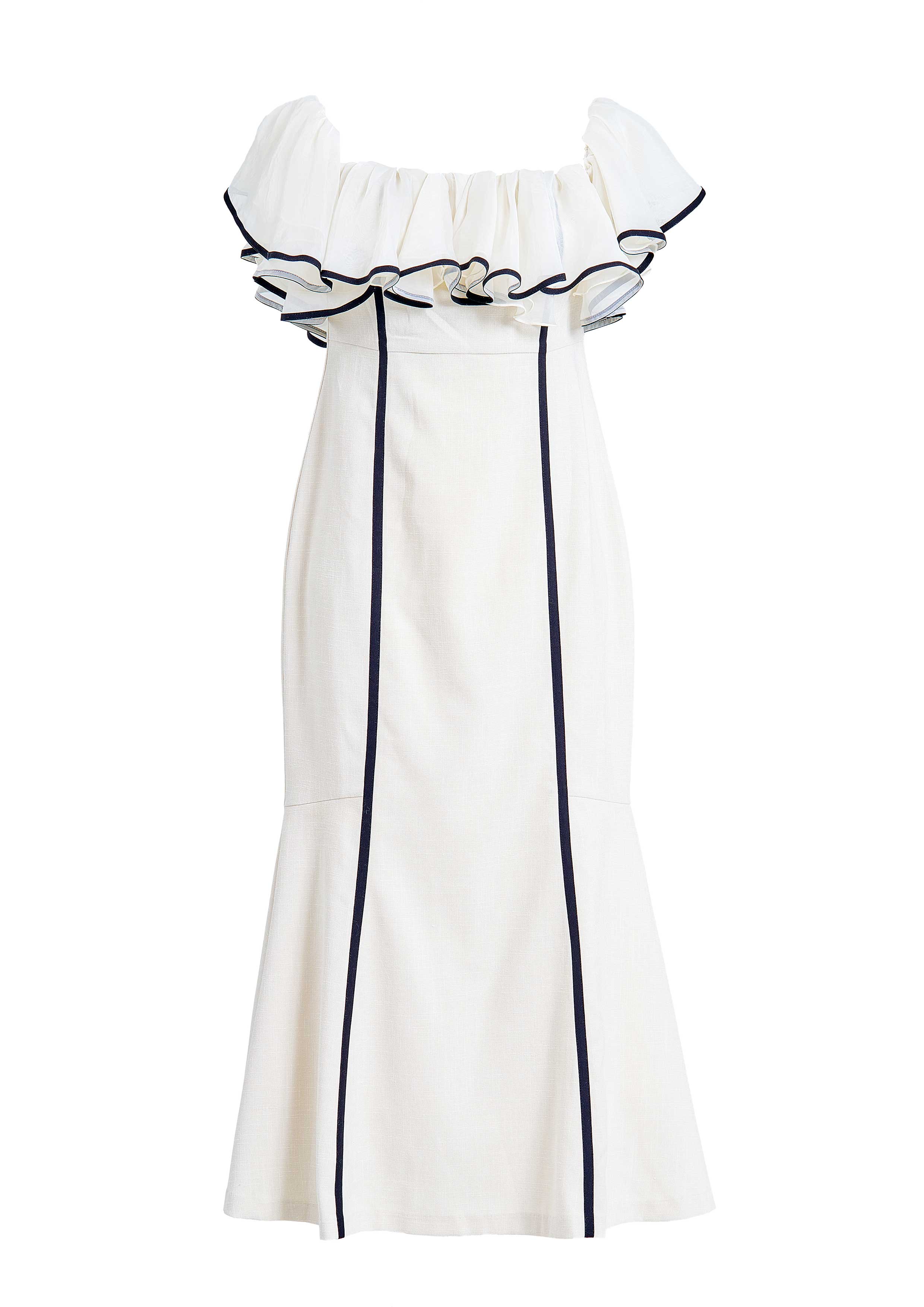 Sheer Frill Piping Dress