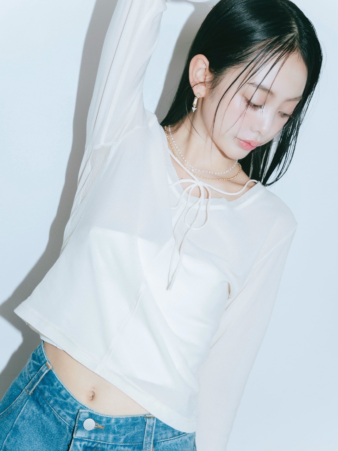 【JOUR by Crayme,】Mix Sheer Tops