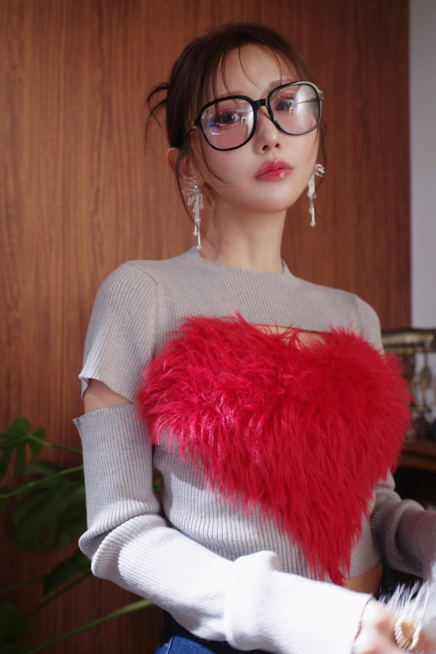 Heart Shaggy Knit