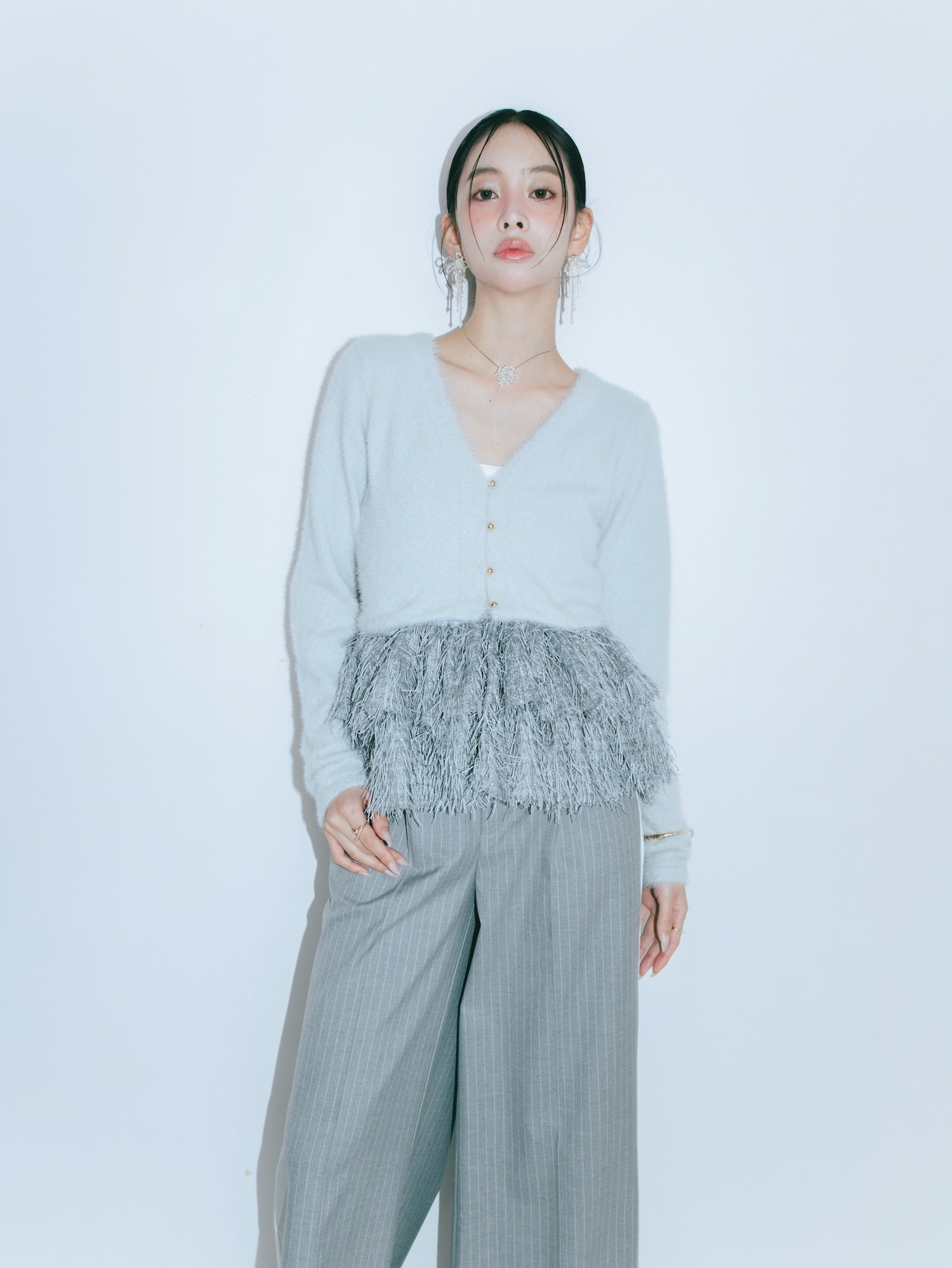 【JOUR by Crayme,】Fringe Peplum Cardigan